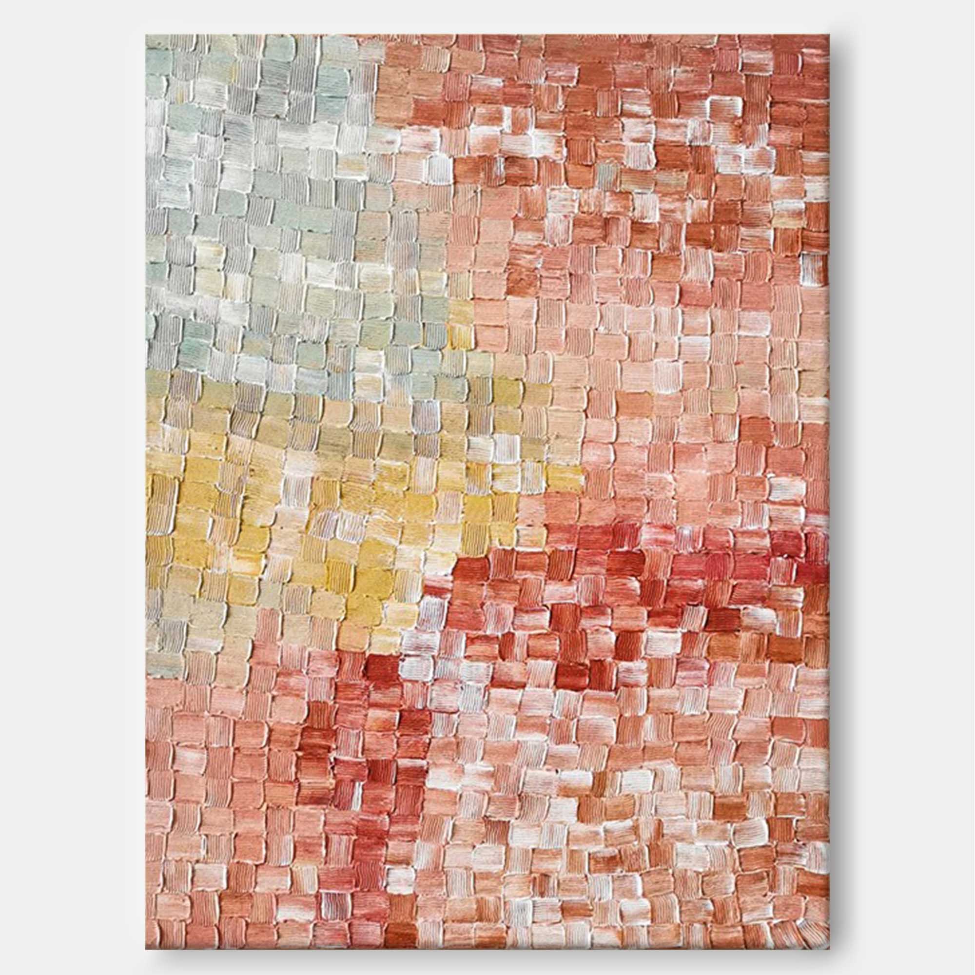 Wallart Earthy Tones Textured Abstract Mosaic Canvas Art