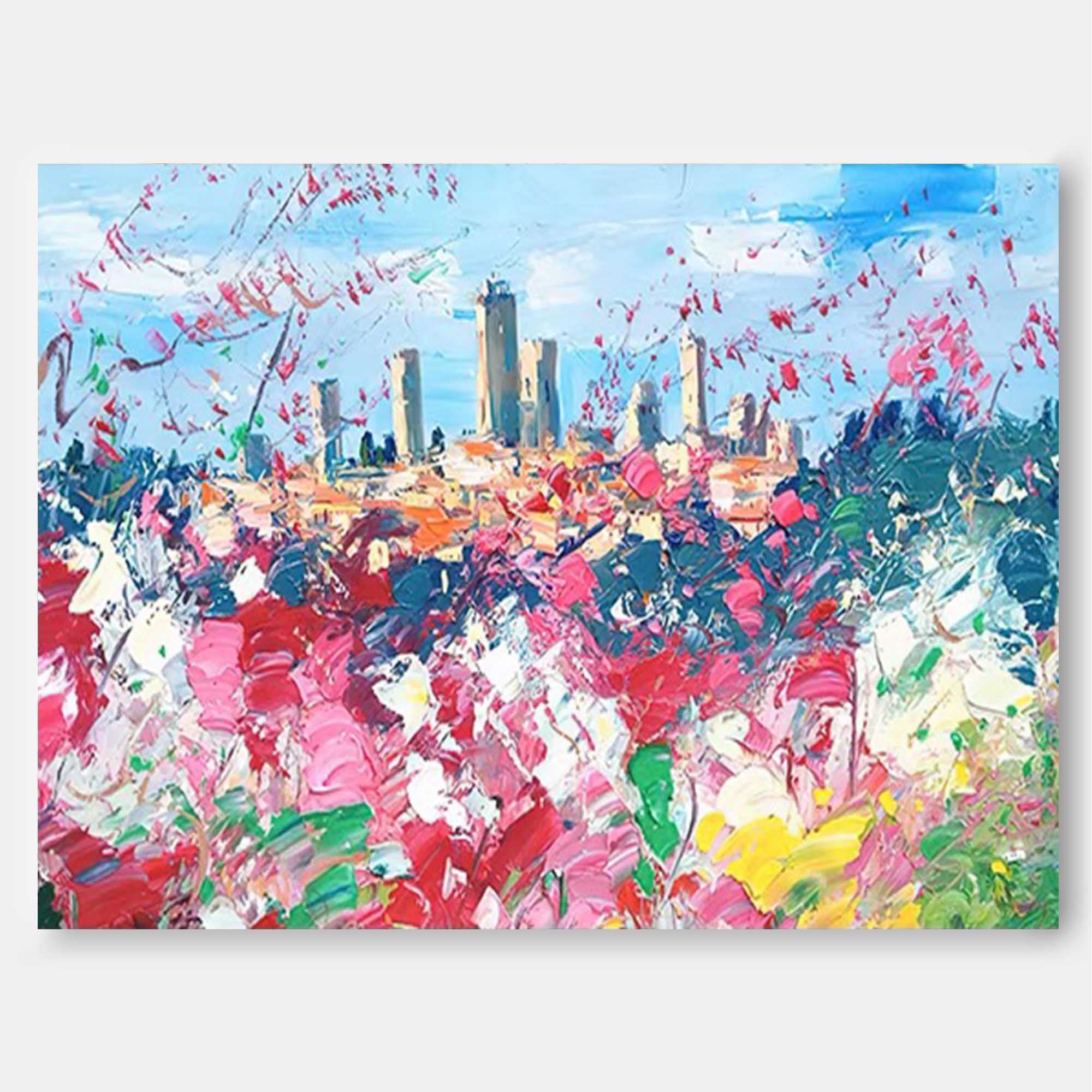 Wallart Colorful Landscape Palette Knife Art