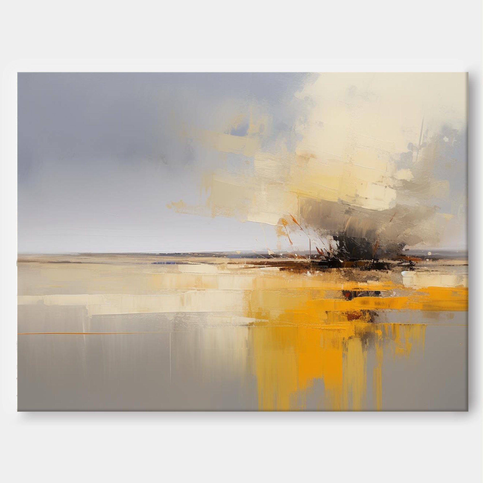 Wallart Bold Yellow and Gray Abstract Art