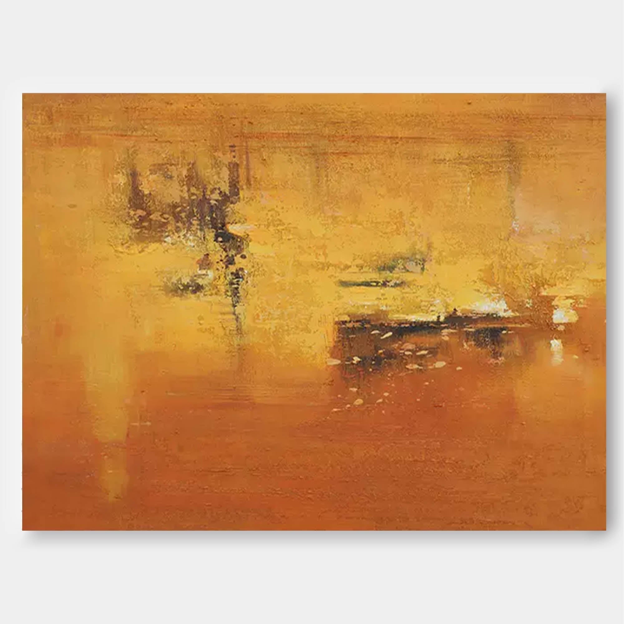 Wallart Golden Abstract Sunset Canvas Art