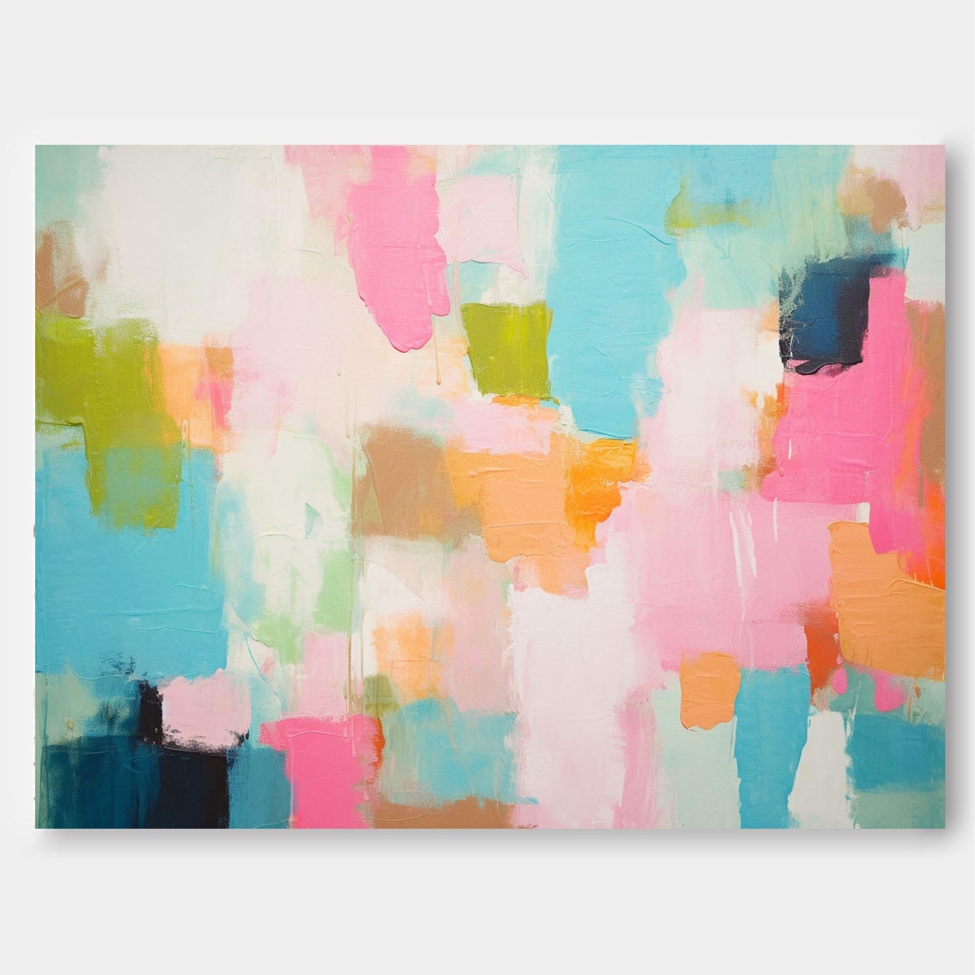 Wallart Pastel Patchwork Abstract Canvas