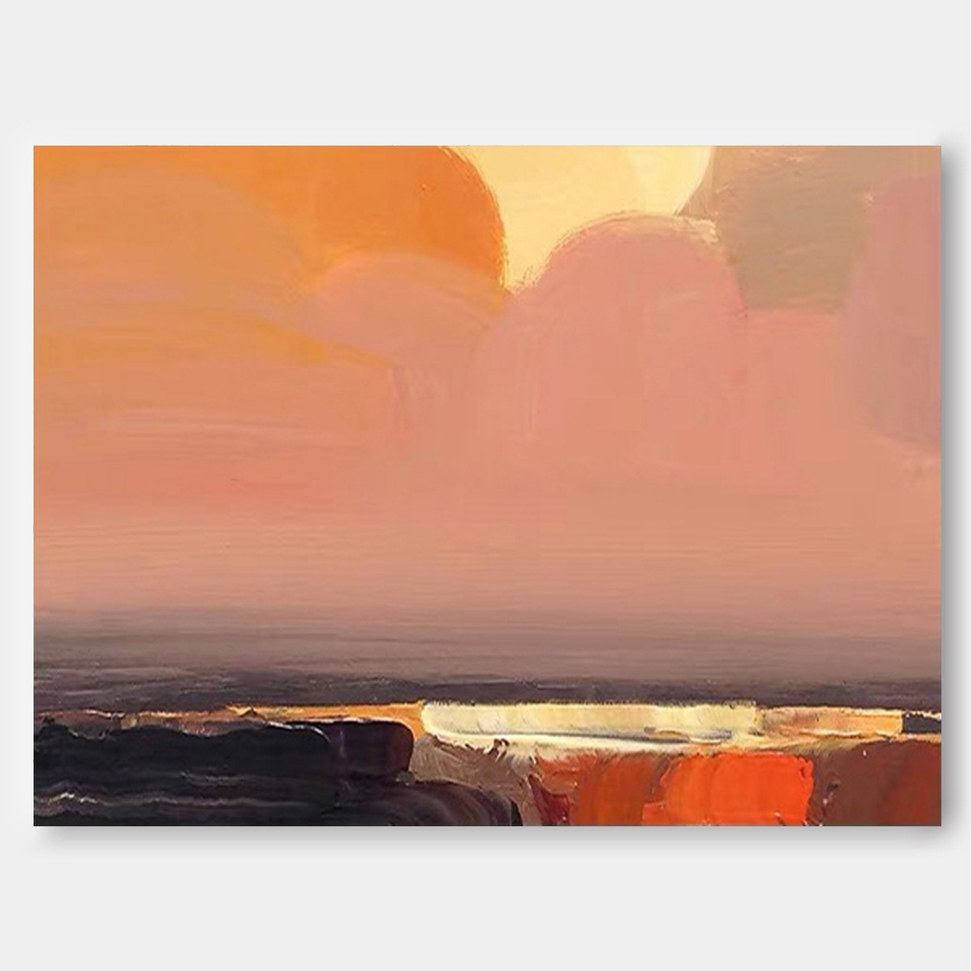 Wallart Serene Sunset Abstract Oil Art