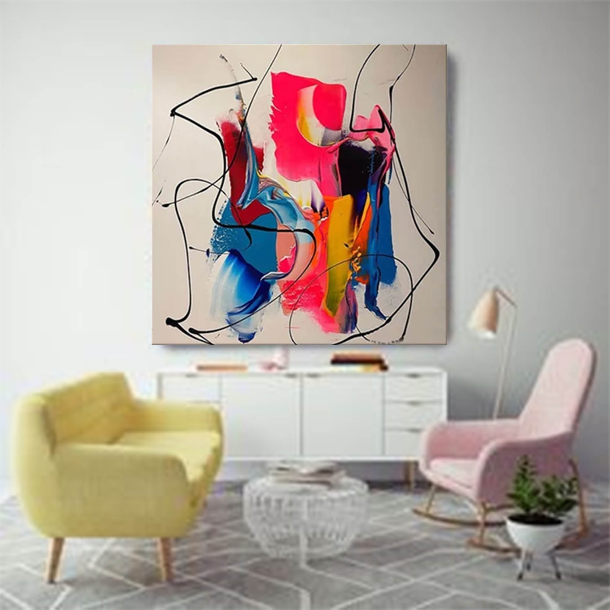 Wallart Bold Abstract Fluid Art with Dynamic Lines