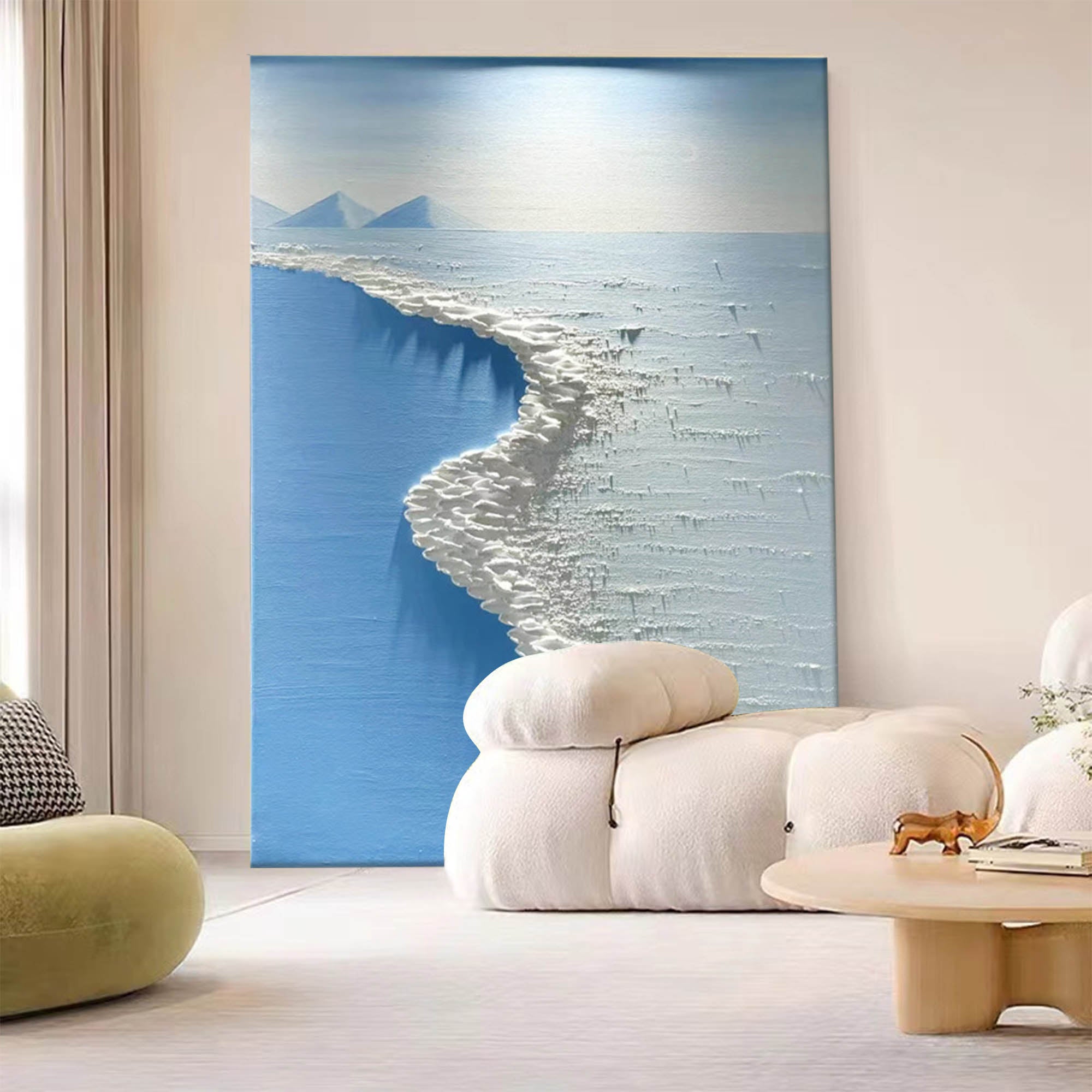 Wallart Textured Coastline: Abstract Ocean Serenity