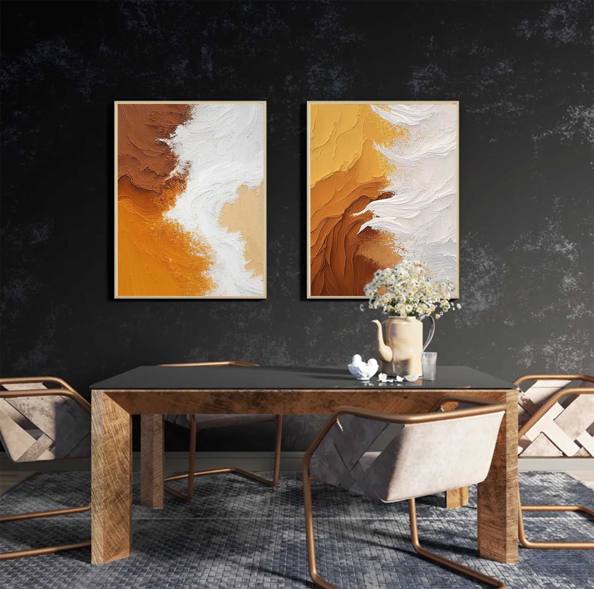 Wallart Earth Tones Textured Art Set