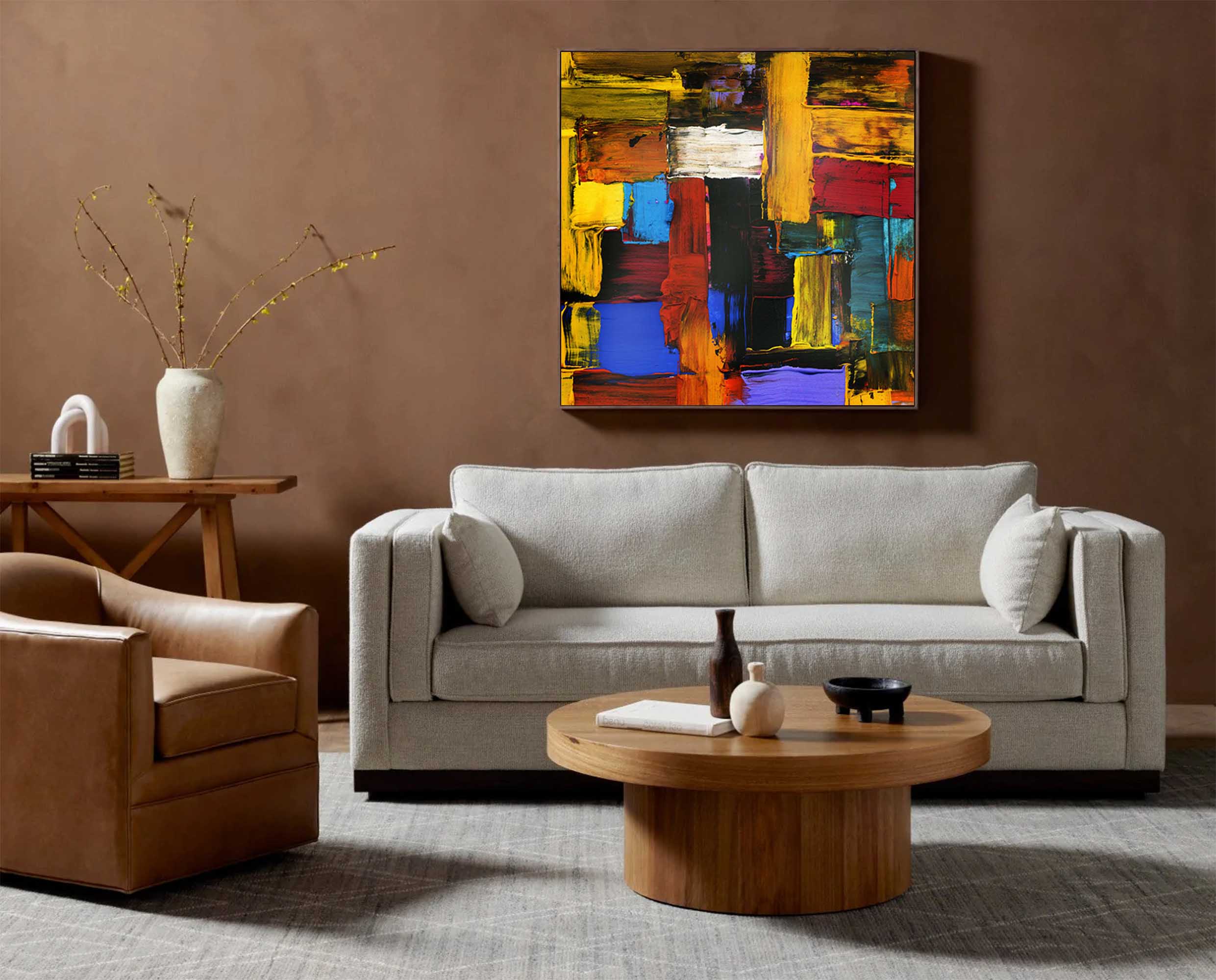 Wallart Bold Color Block Abstract Canvas Art