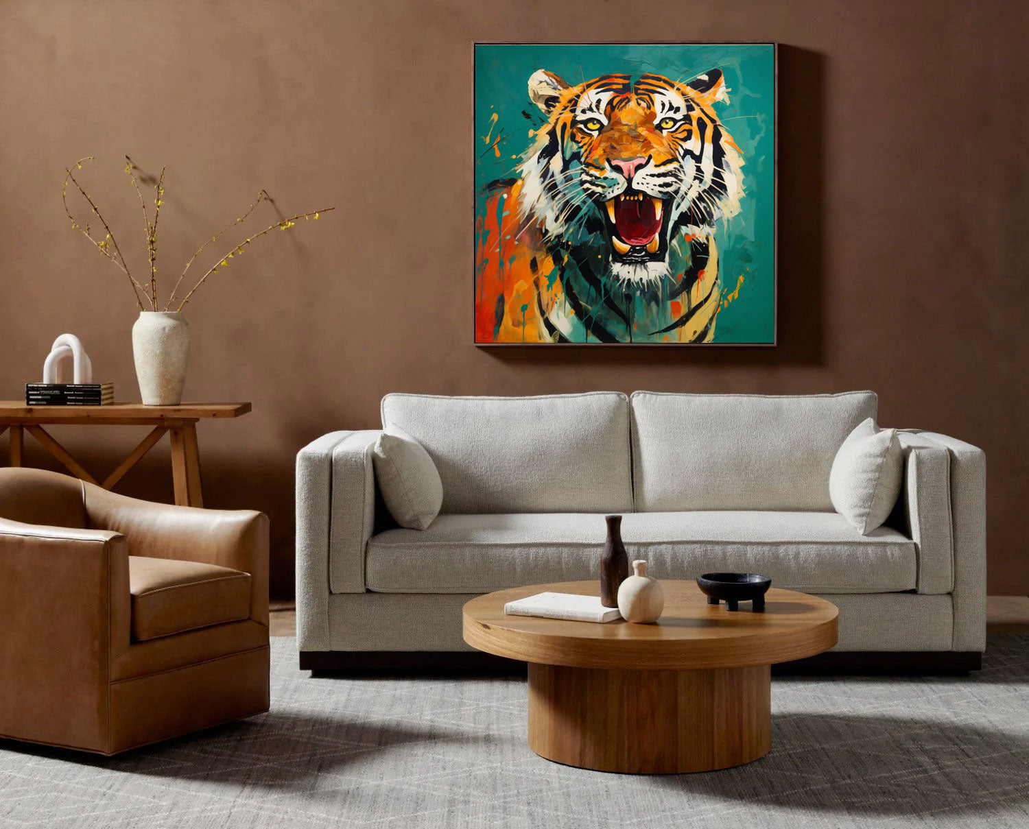 Wallart Roaring Tiger in Vibrant Expression