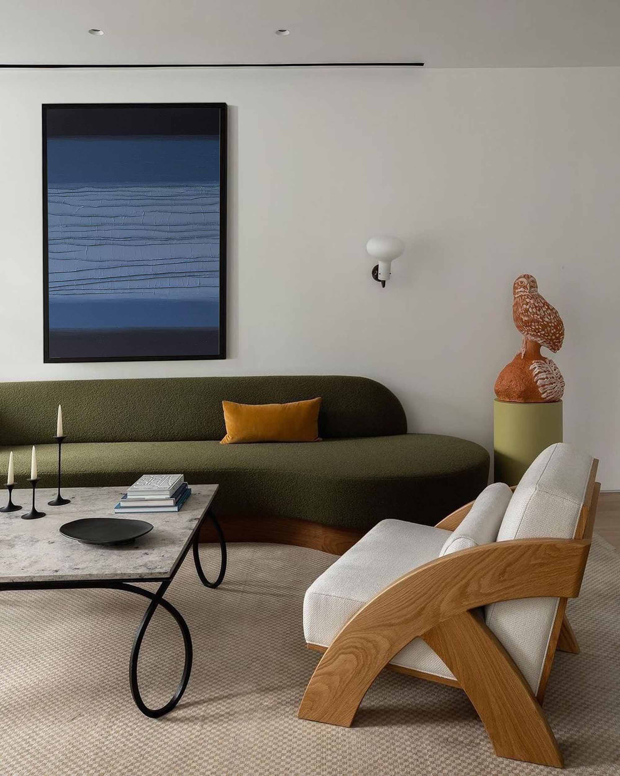 Wallart Textured Blue and Black Abstract Oil Painting – Contemporary Wall Art