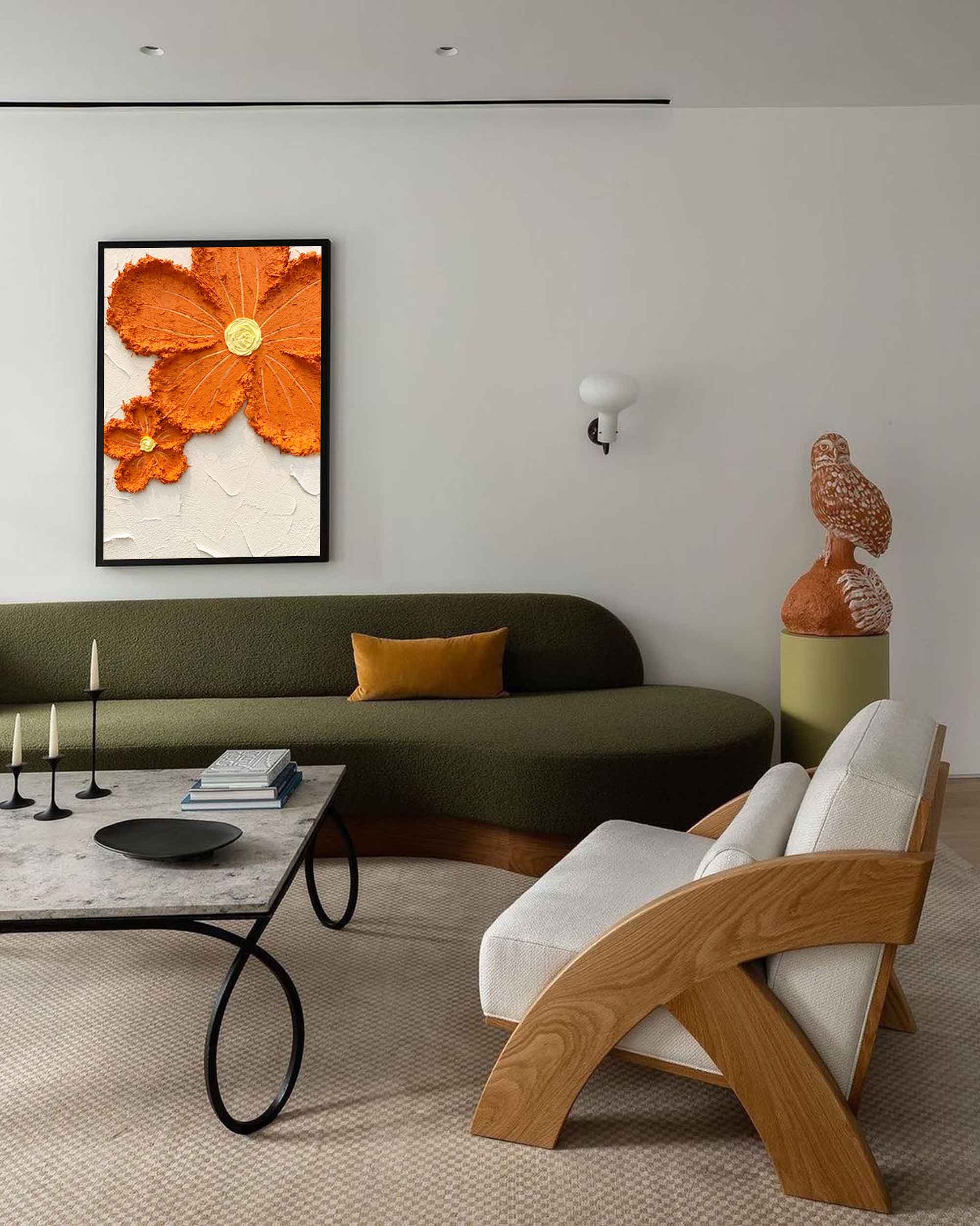 Wallart Textured Floral Art in Orange Hues