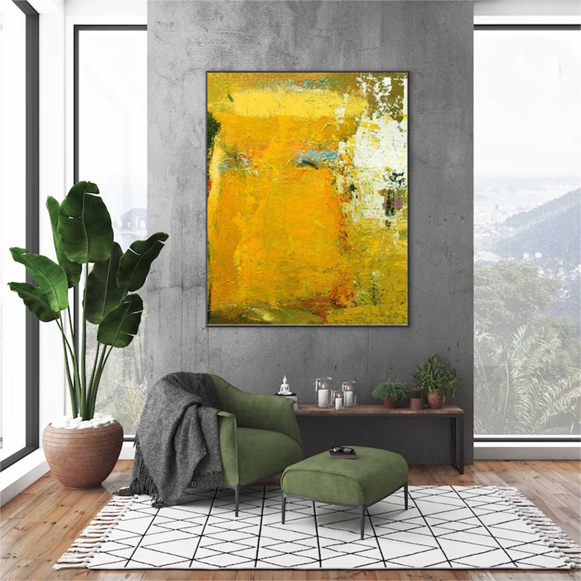 Wallart Golden Abstract Textured Canvas