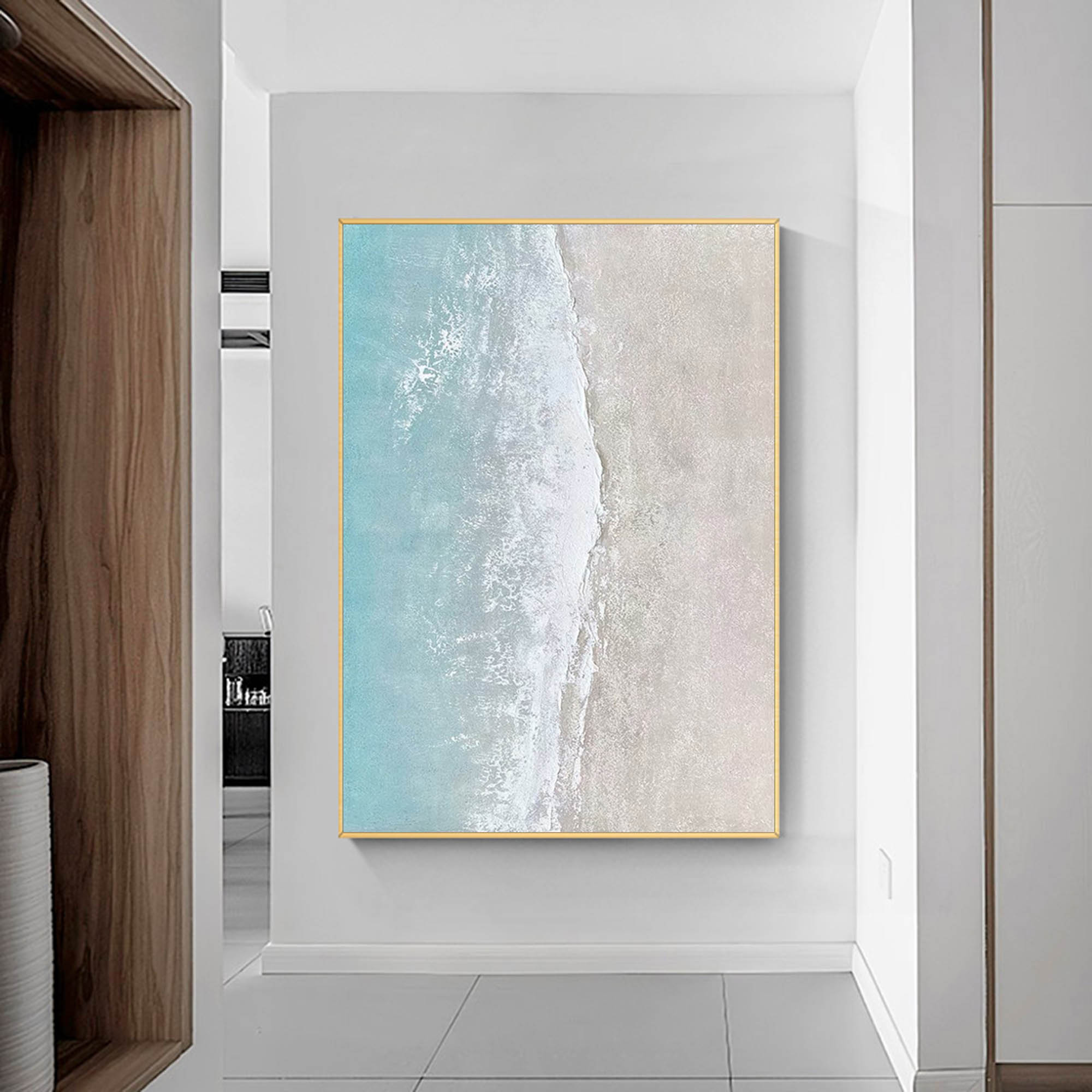 Wallart Serene Coastal Aerial View Art