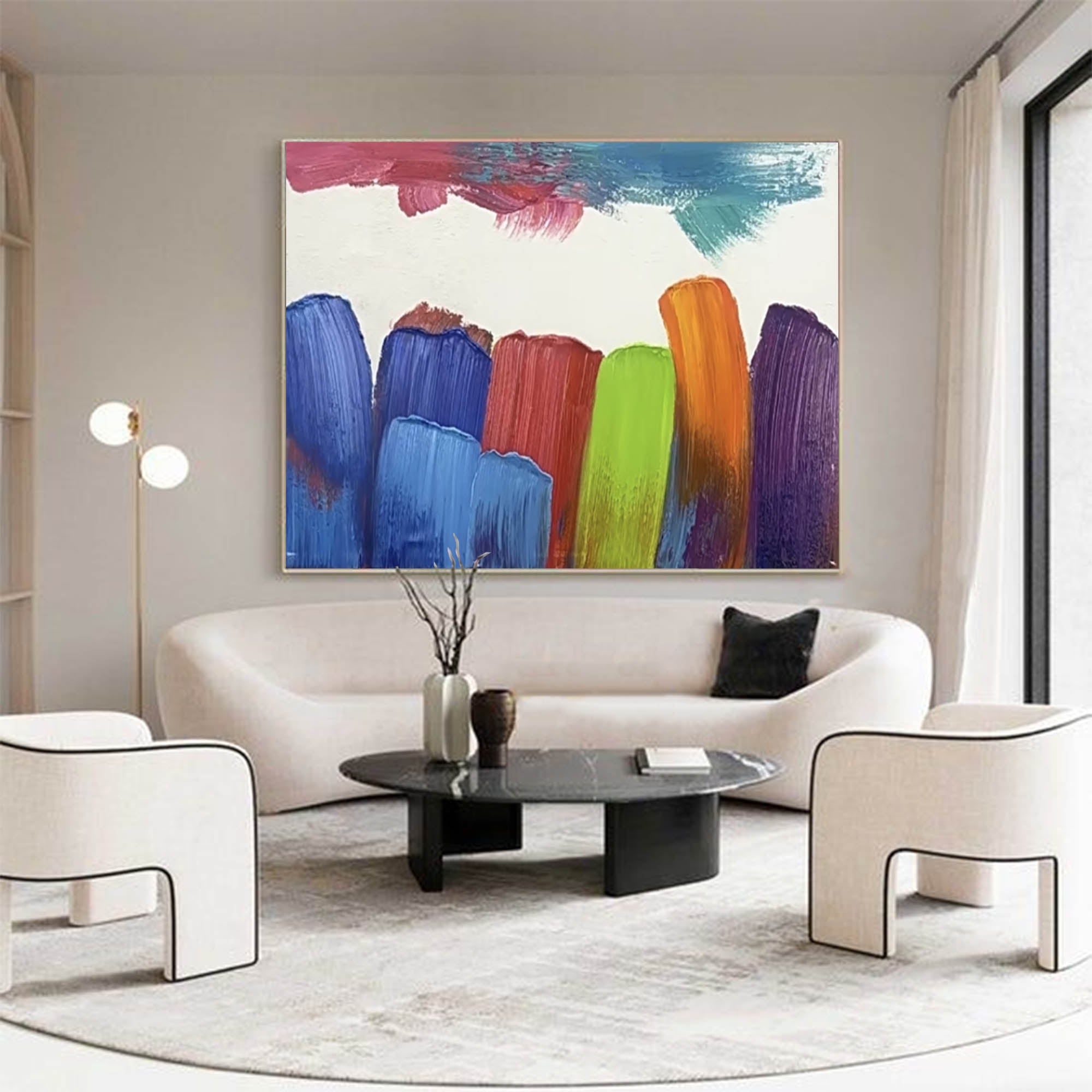 Wallart Bold Color Strokes Abstract Canvas Art