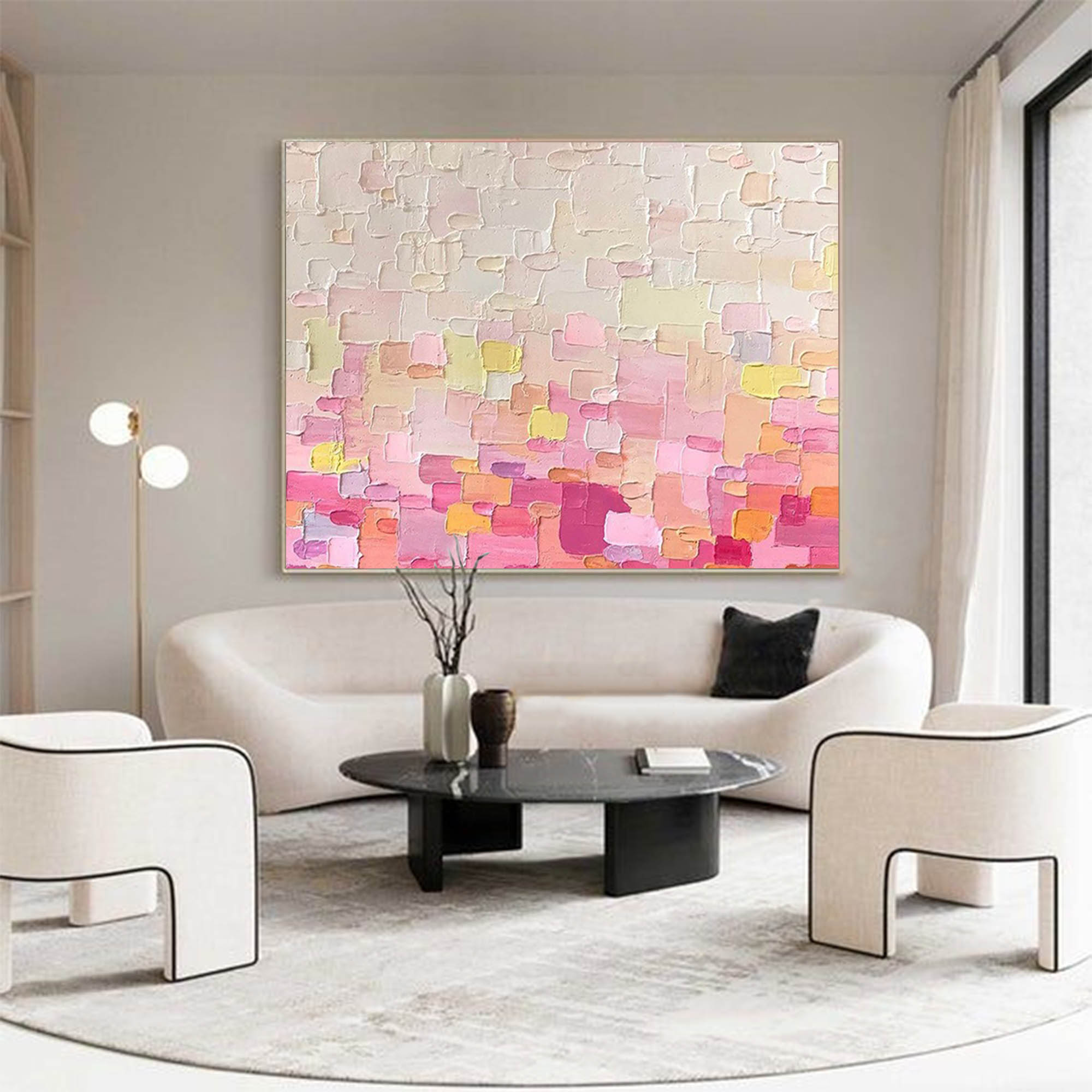 Wallart Soft Pastel Color Block Textured Canvas Art