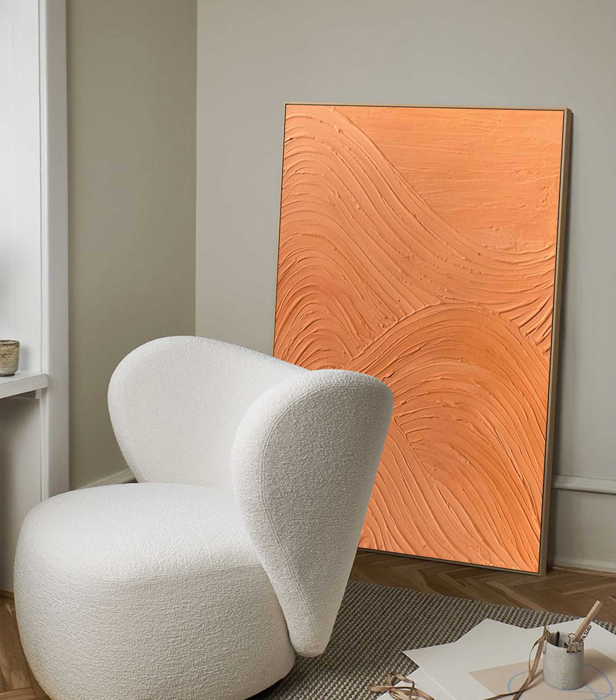 Wallart Textured Wave Pattern Terracotta Art