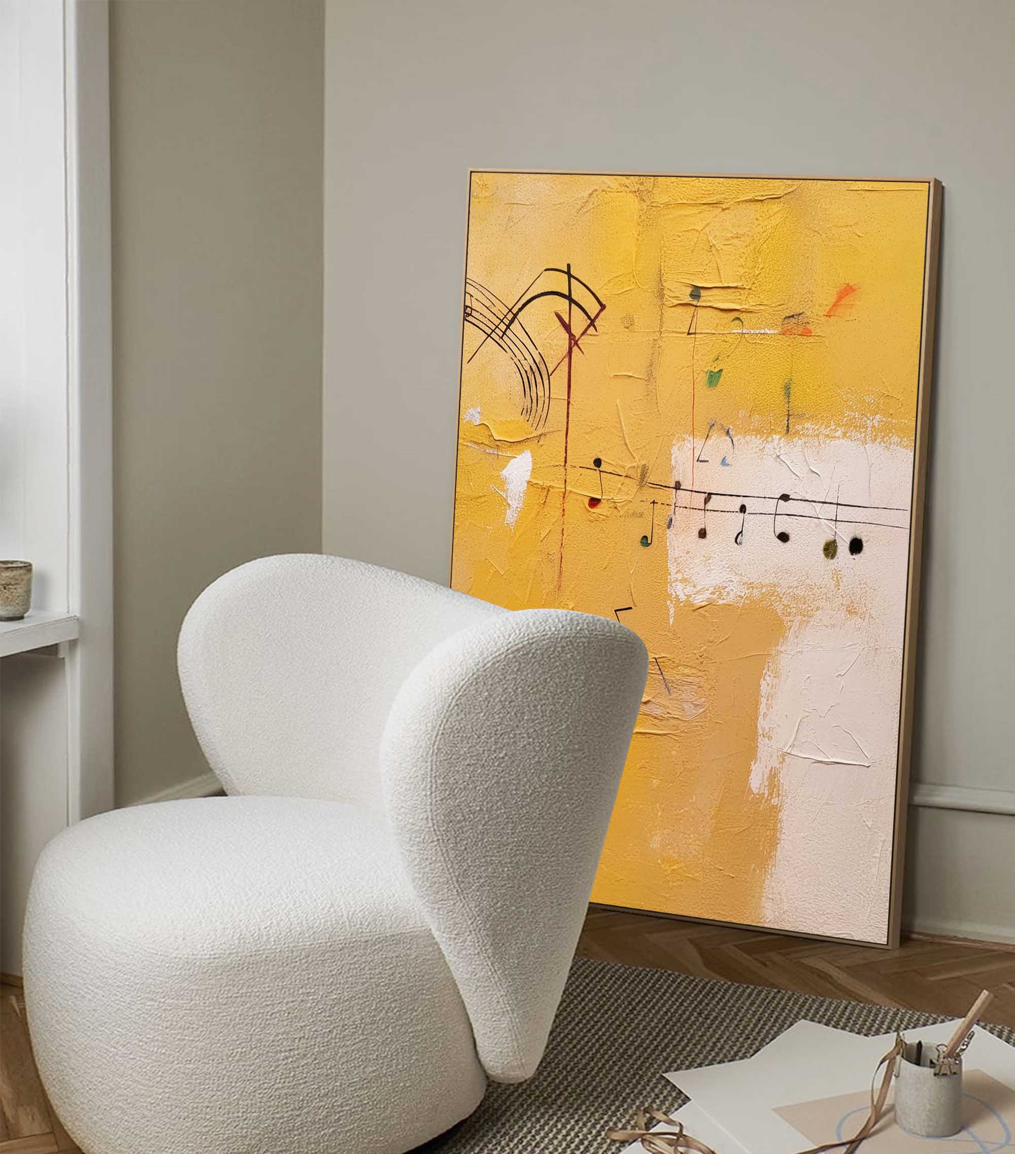 Wallart Melodic Abstract Symphony in Yellow
