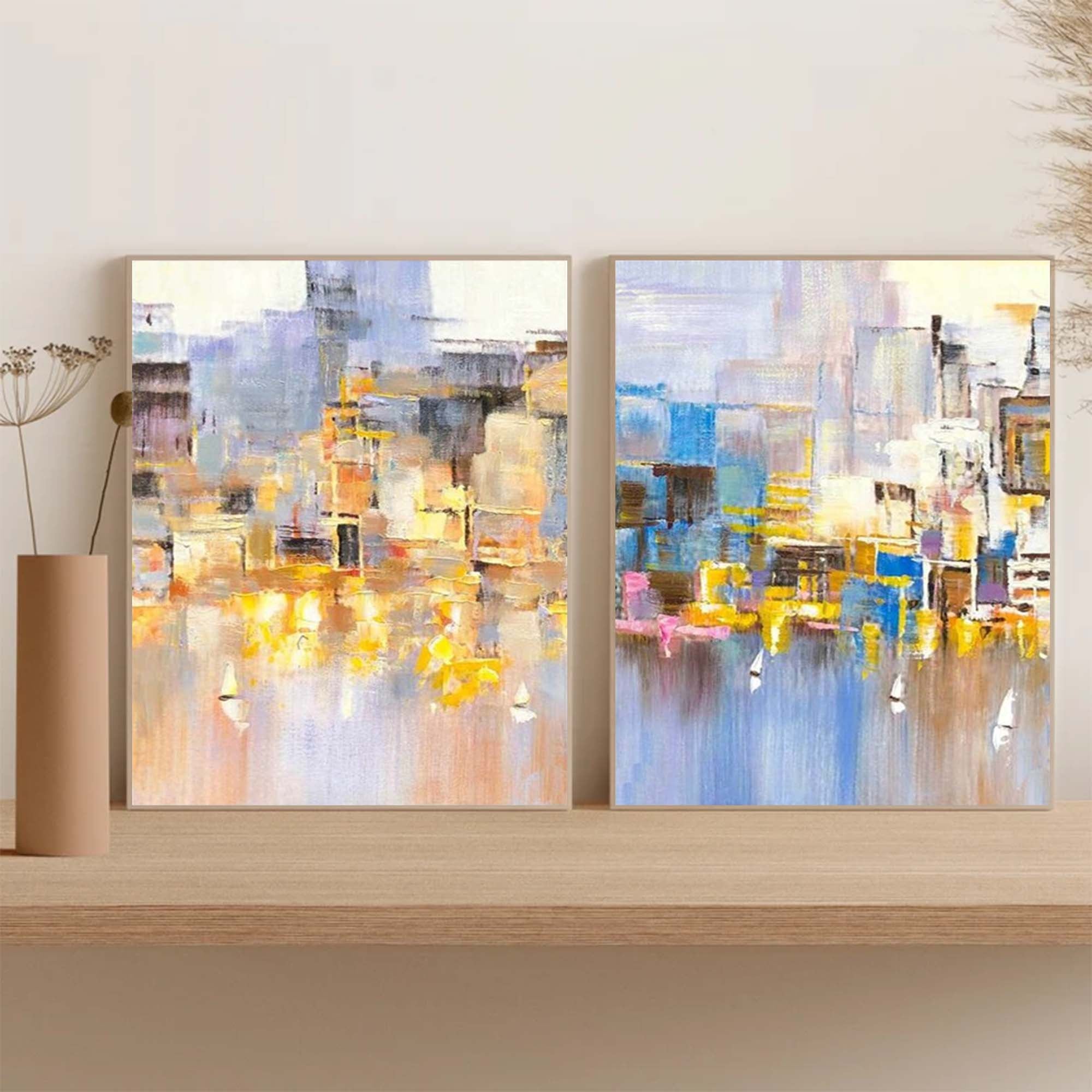 Wallart Cityscape Duo Abstract Oil Art