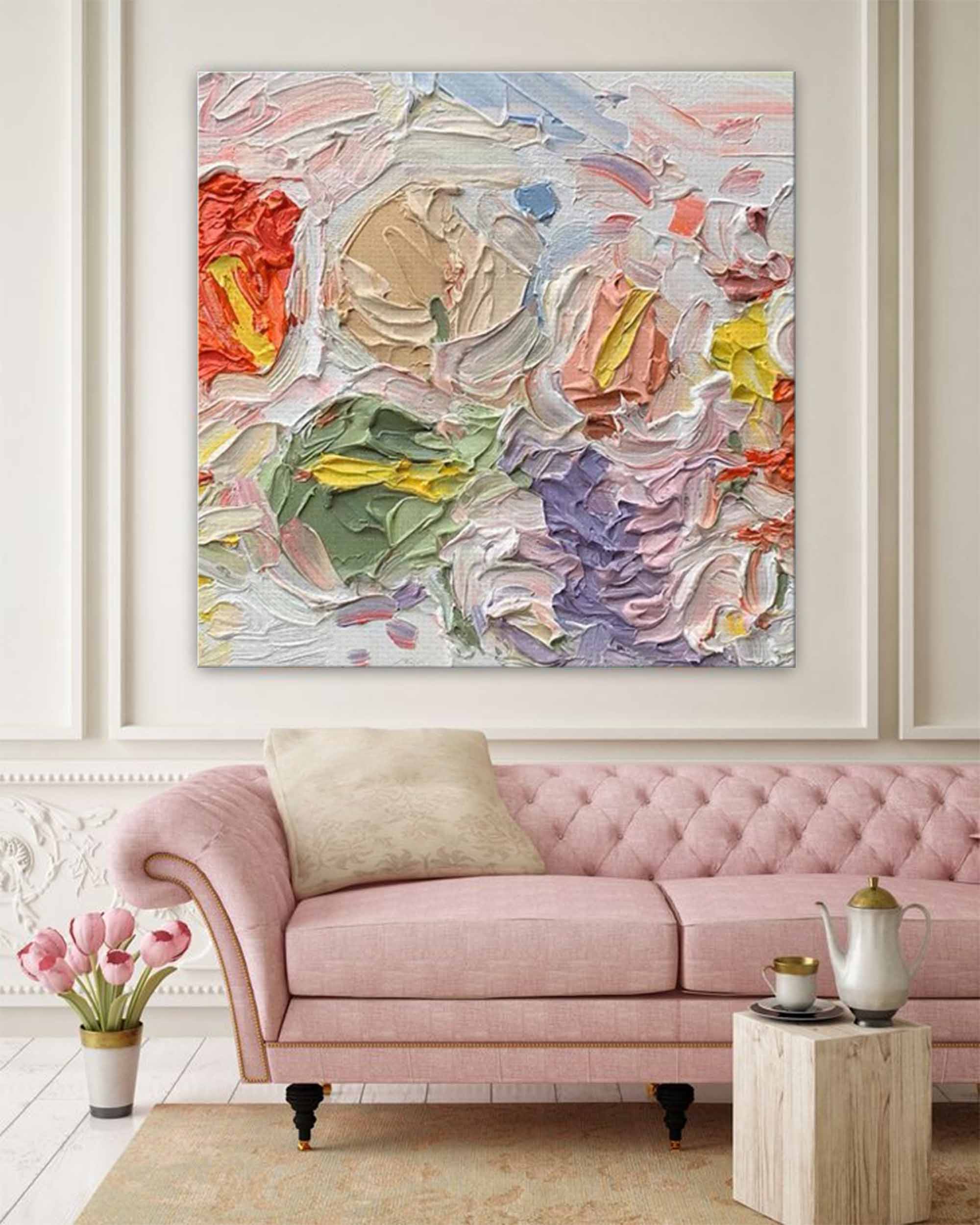 Wallart Vibrant Floral Abstract Oil Art