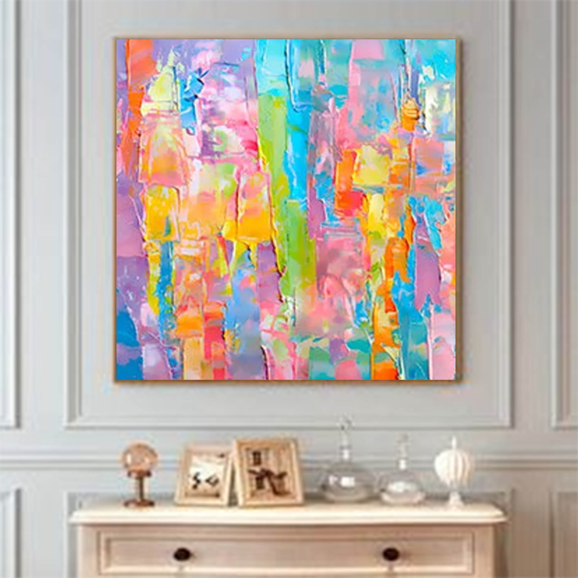 Wallart Vibrant Pastel Abstract Palette Knife Art