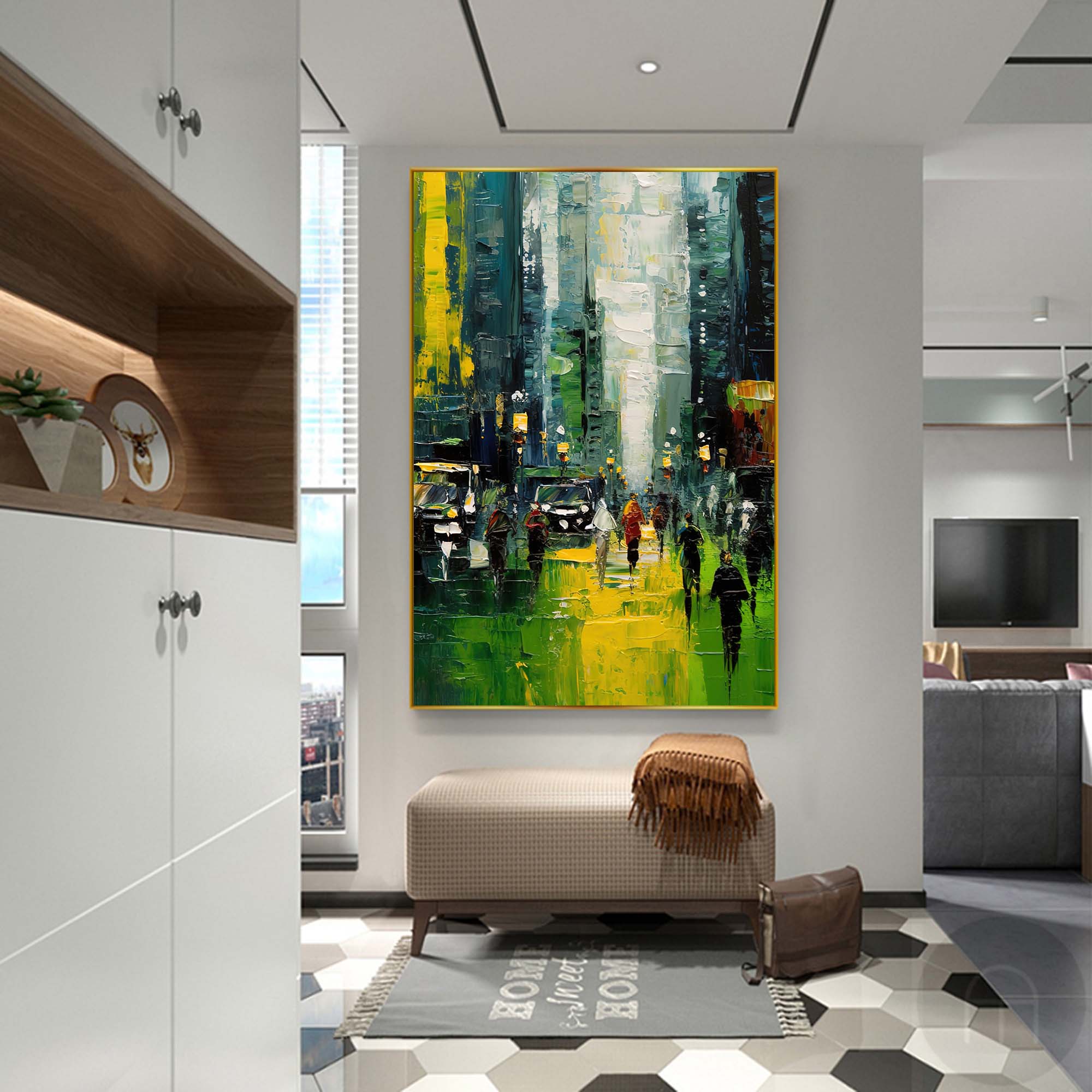 Wallart Urban Evening Walk Oil Painting