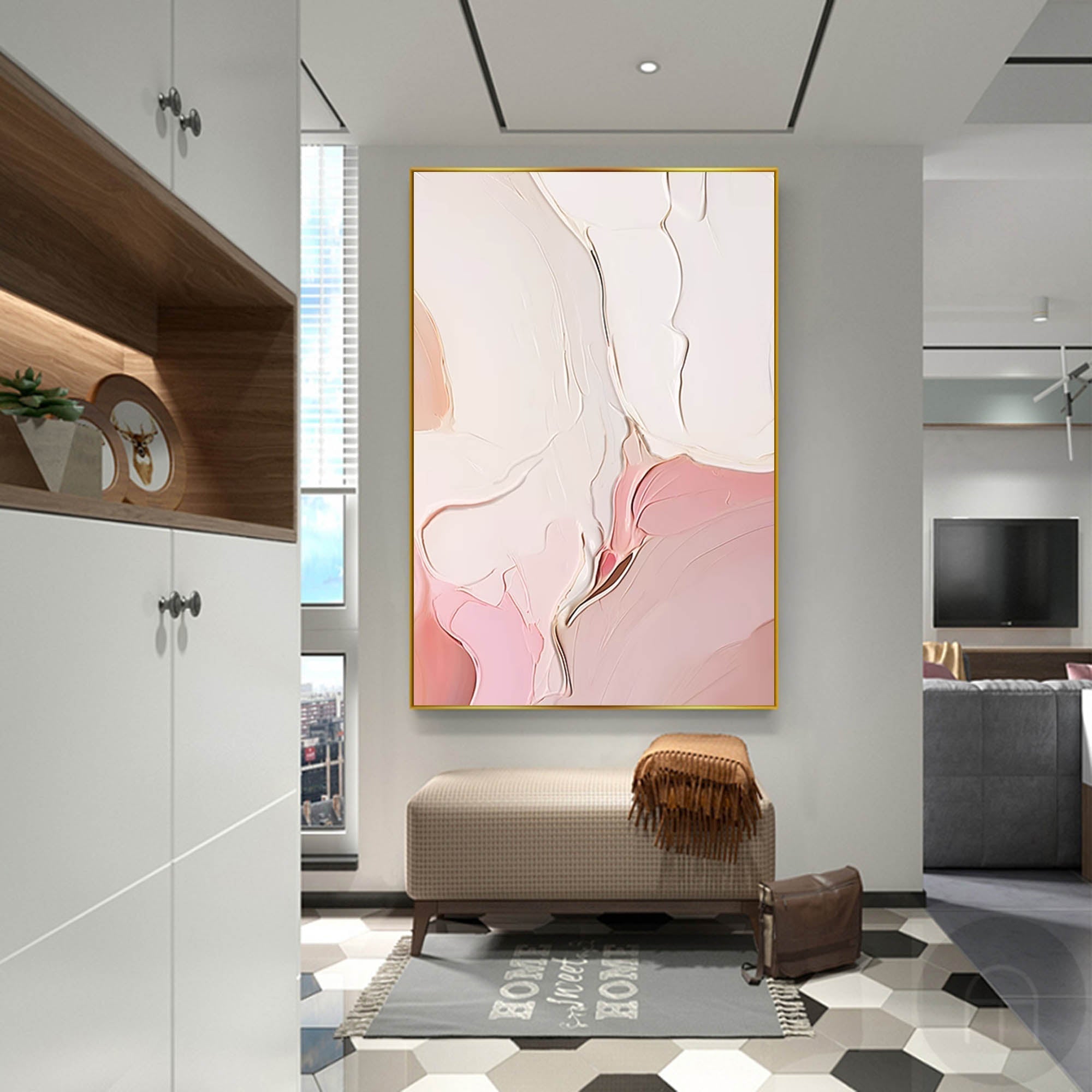 Wallart Soft Blush Textured Minimalist Art