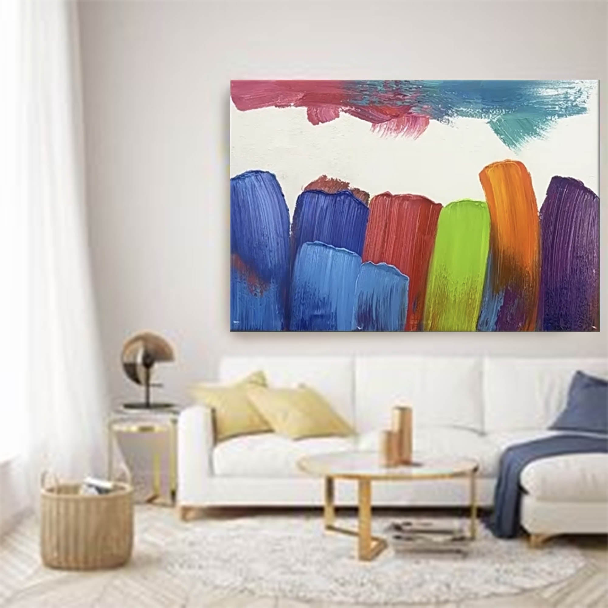 Wallart Bold Color Strokes Abstract Canvas Art