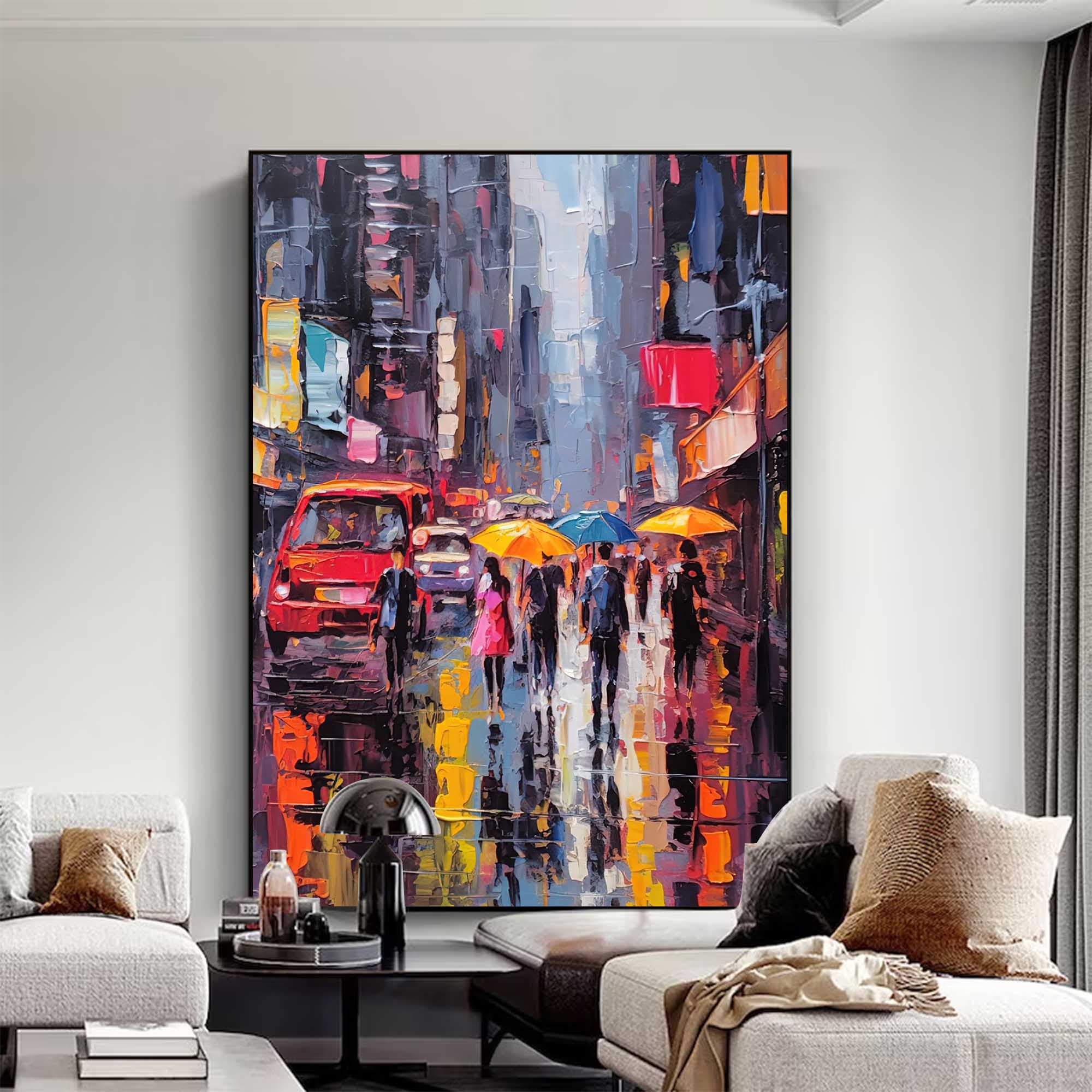 Wallart Urban Rainy Evening Oil Painting