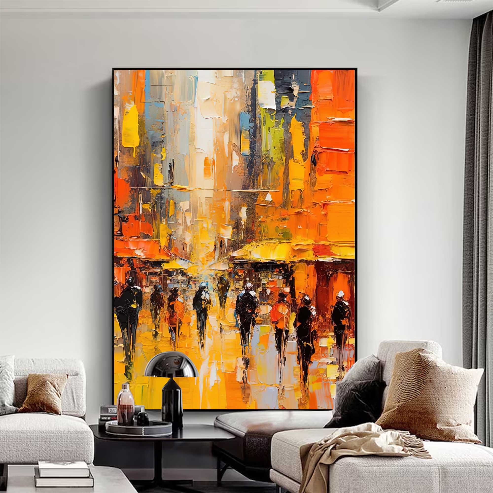 Wallart Golden Hour Cityscape Oil Painting