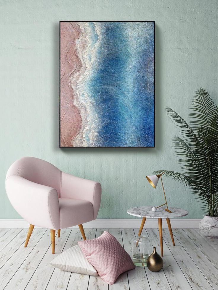 Wallart Textured Aerial Coastal Abstract Art