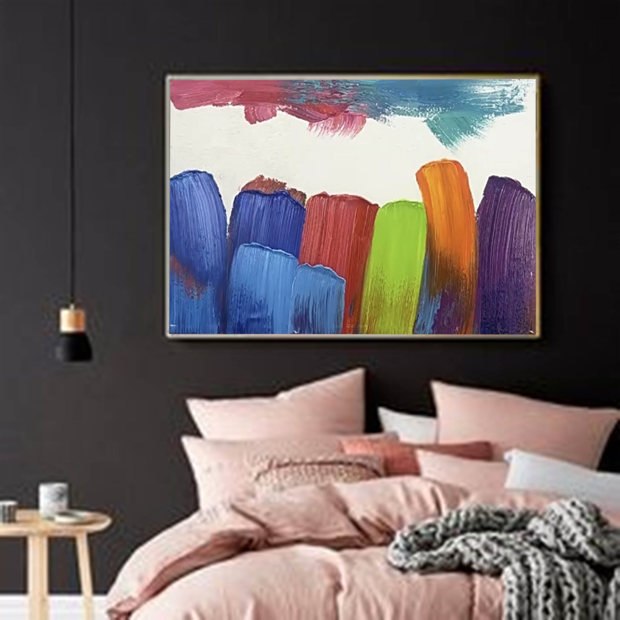 Wallart Bold Color Strokes Abstract Canvas Art