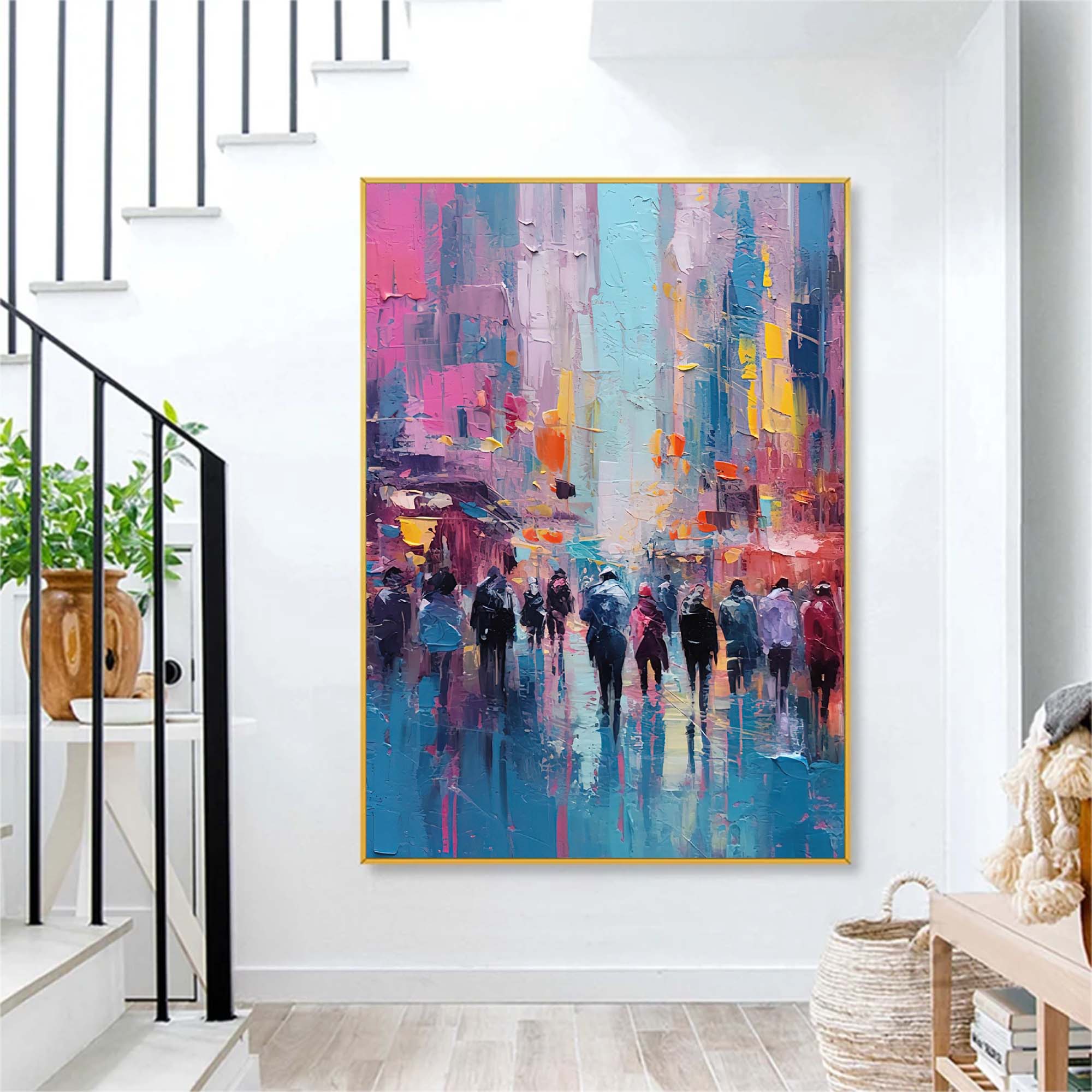 Wallart Evening Stroll Abstract Oil Painting