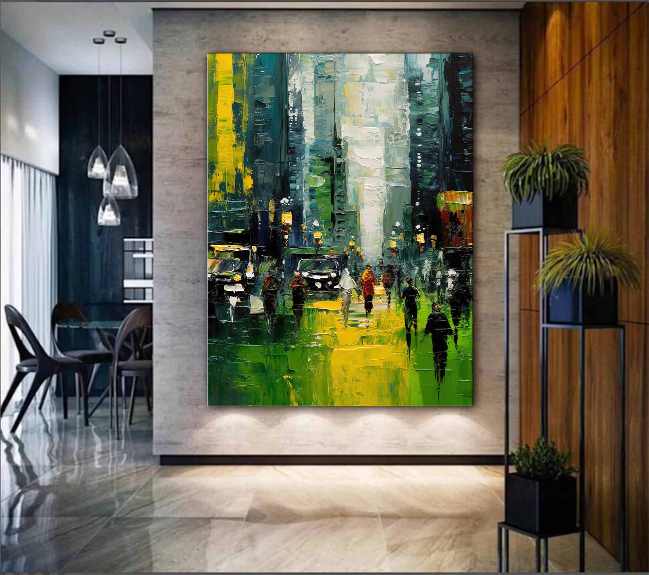 Wallart Urban Evening Walk Oil Painting