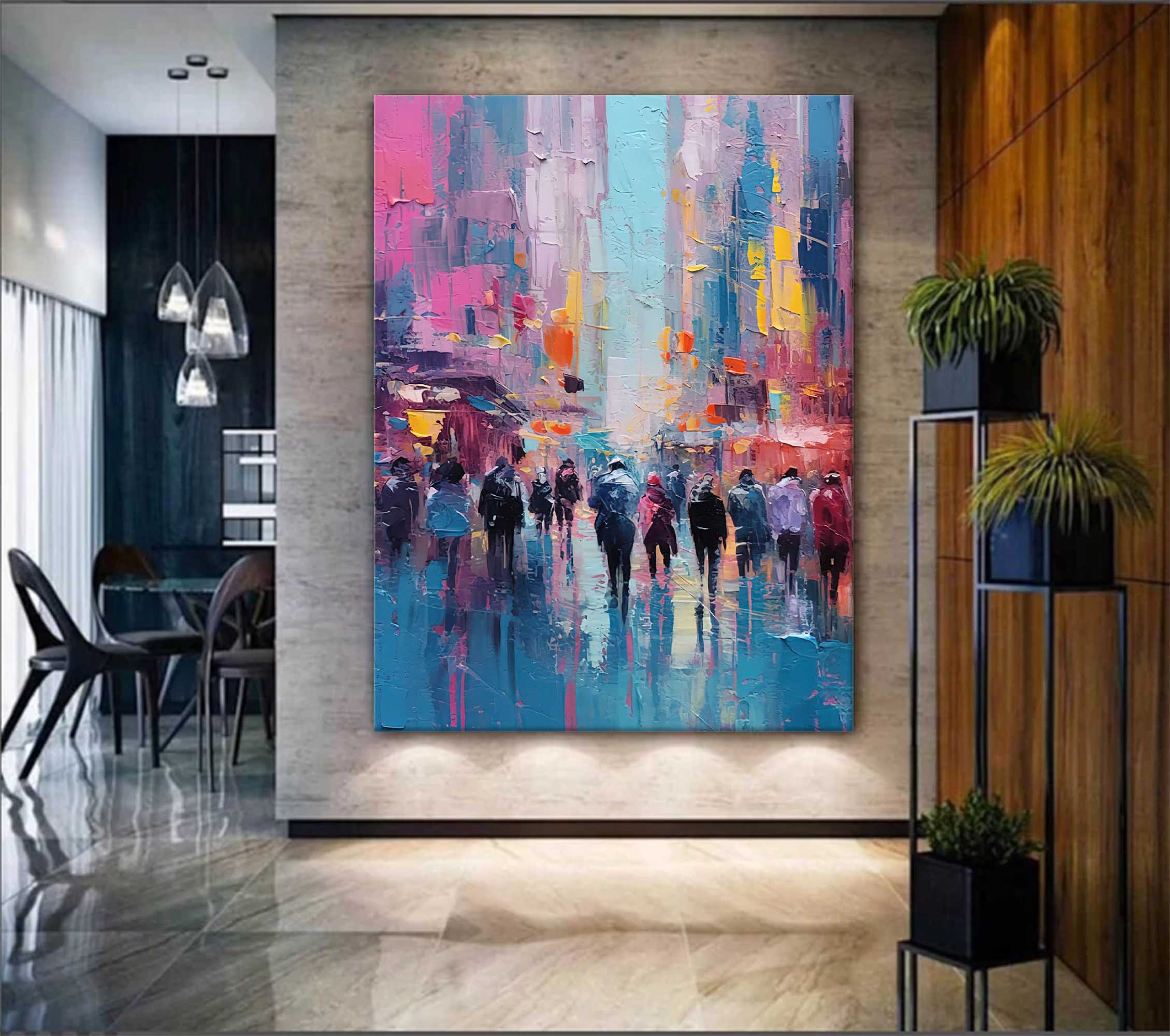 Wallart Evening Stroll Abstract Oil Painting