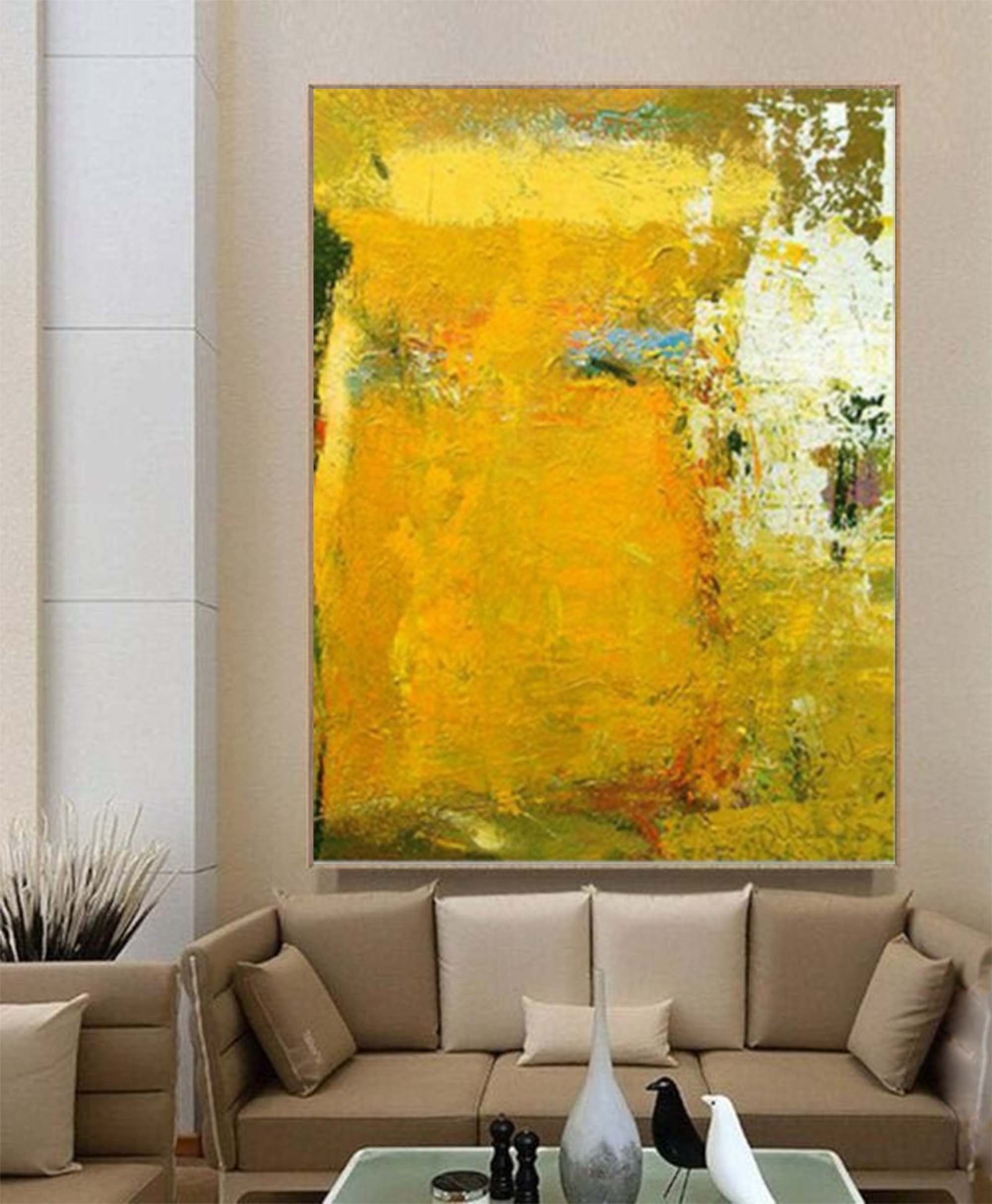 Wallart Golden Abstract Textured Canvas
