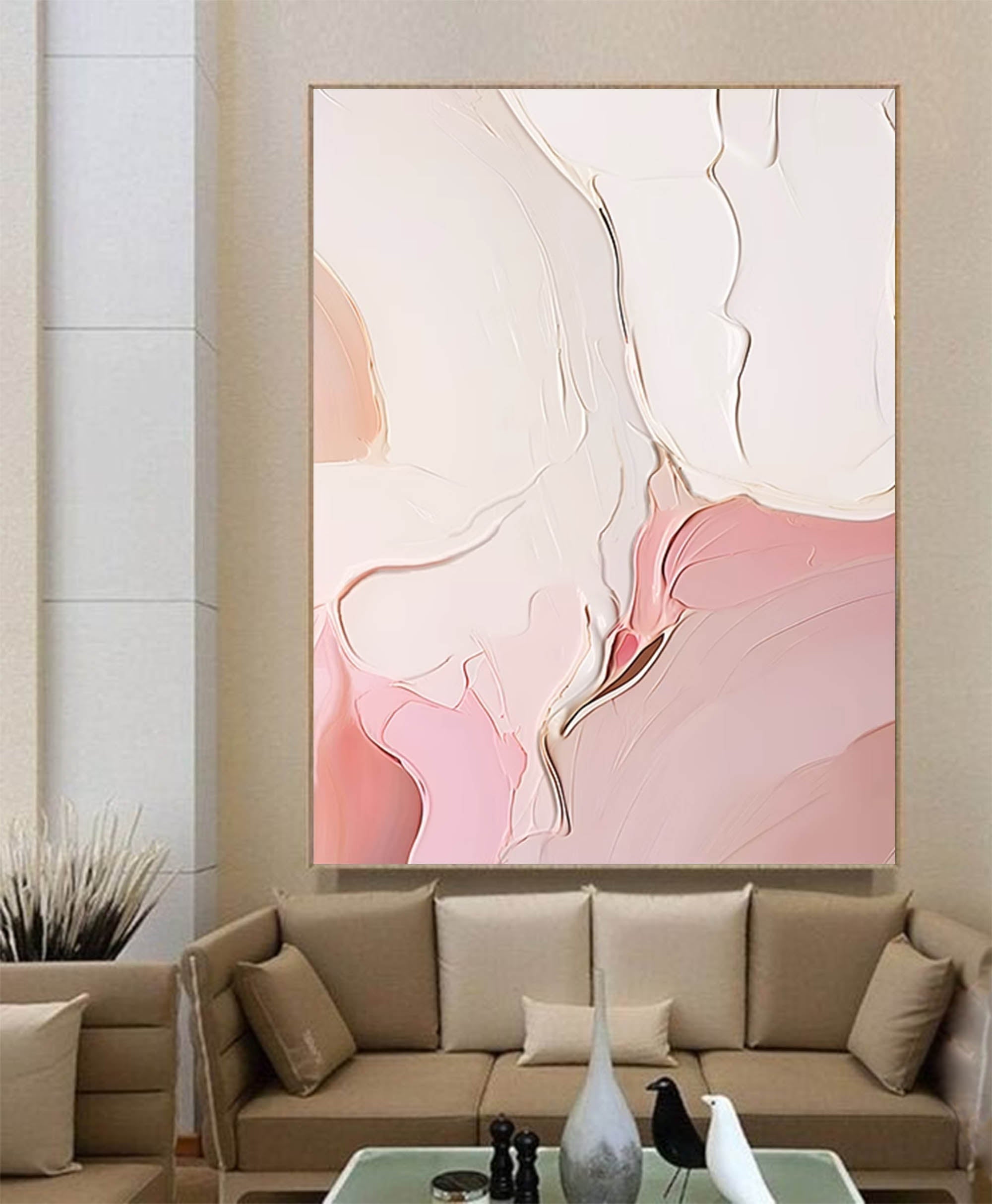 Wallart Soft Blush Textured Minimalist Art