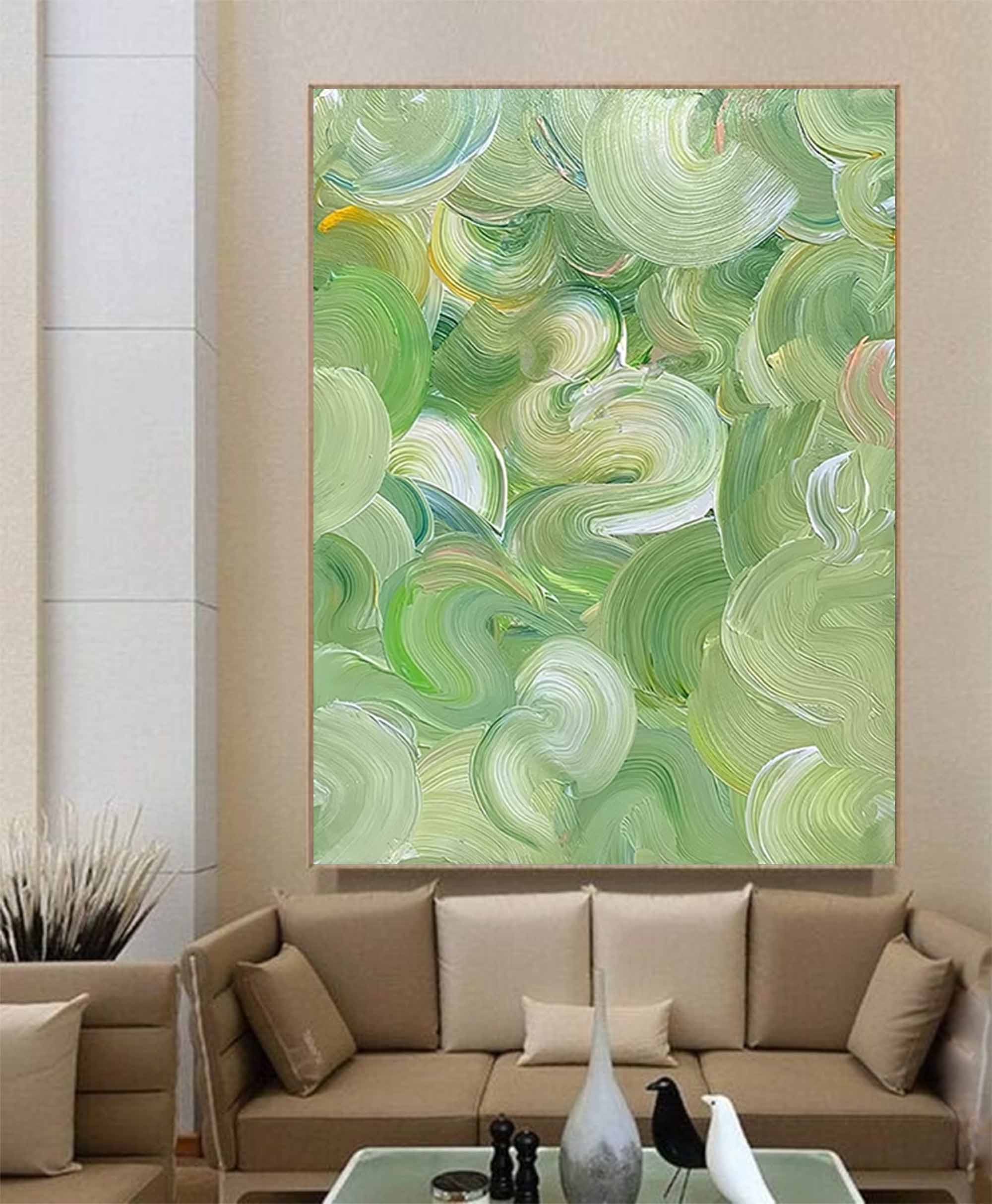 Wallart Swirling Green Abstract Canvas Art
