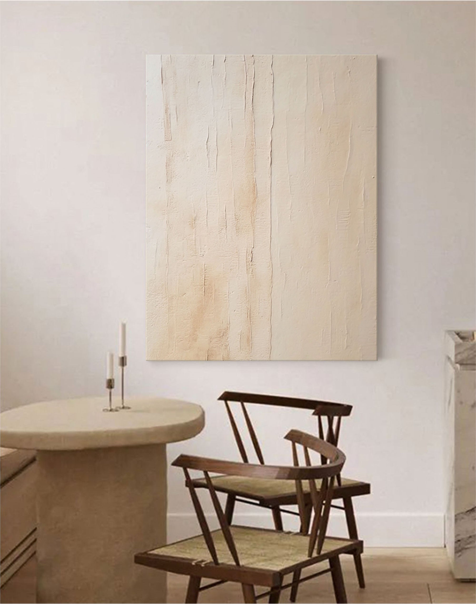 Wallart Textured Minimalist Beige Canvas