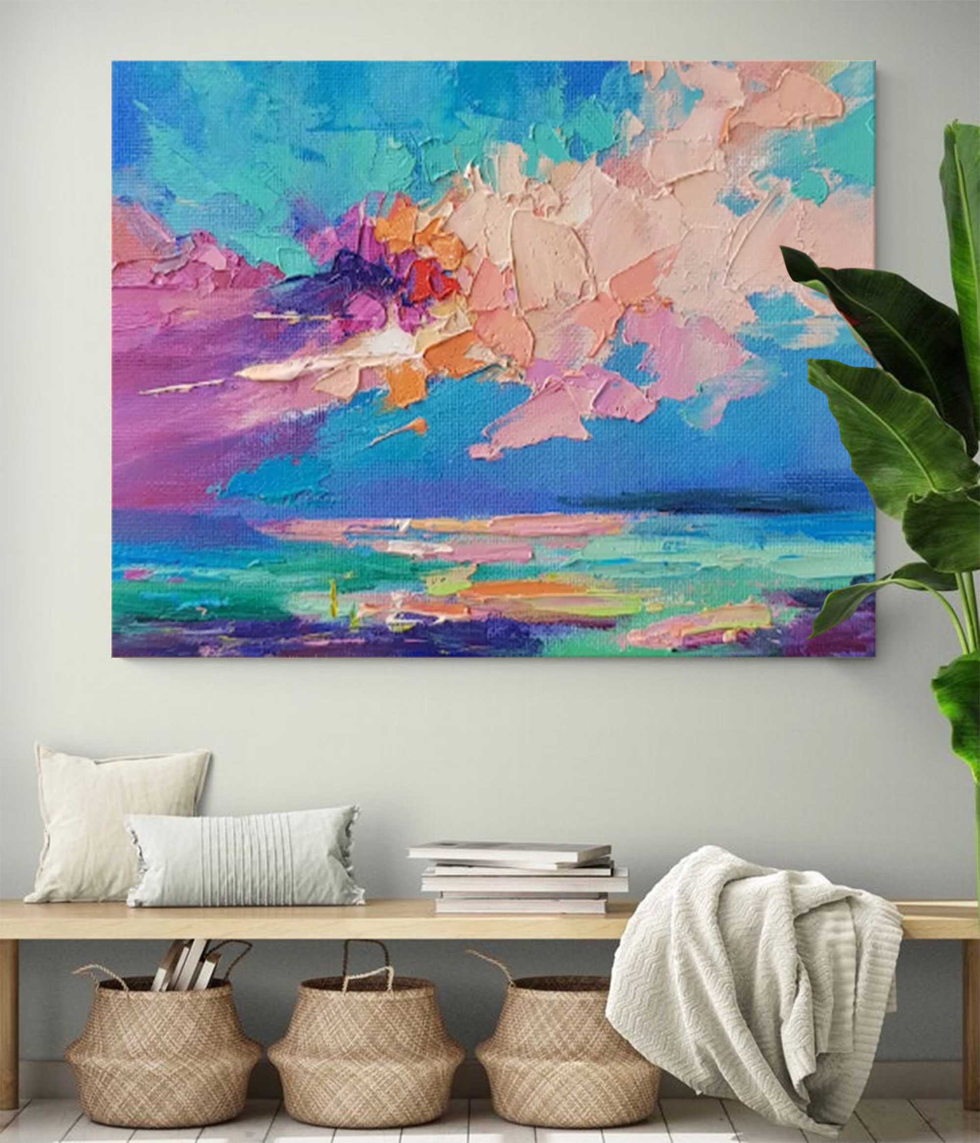 Wallart Vibrant Abstract Sky and Sea Art