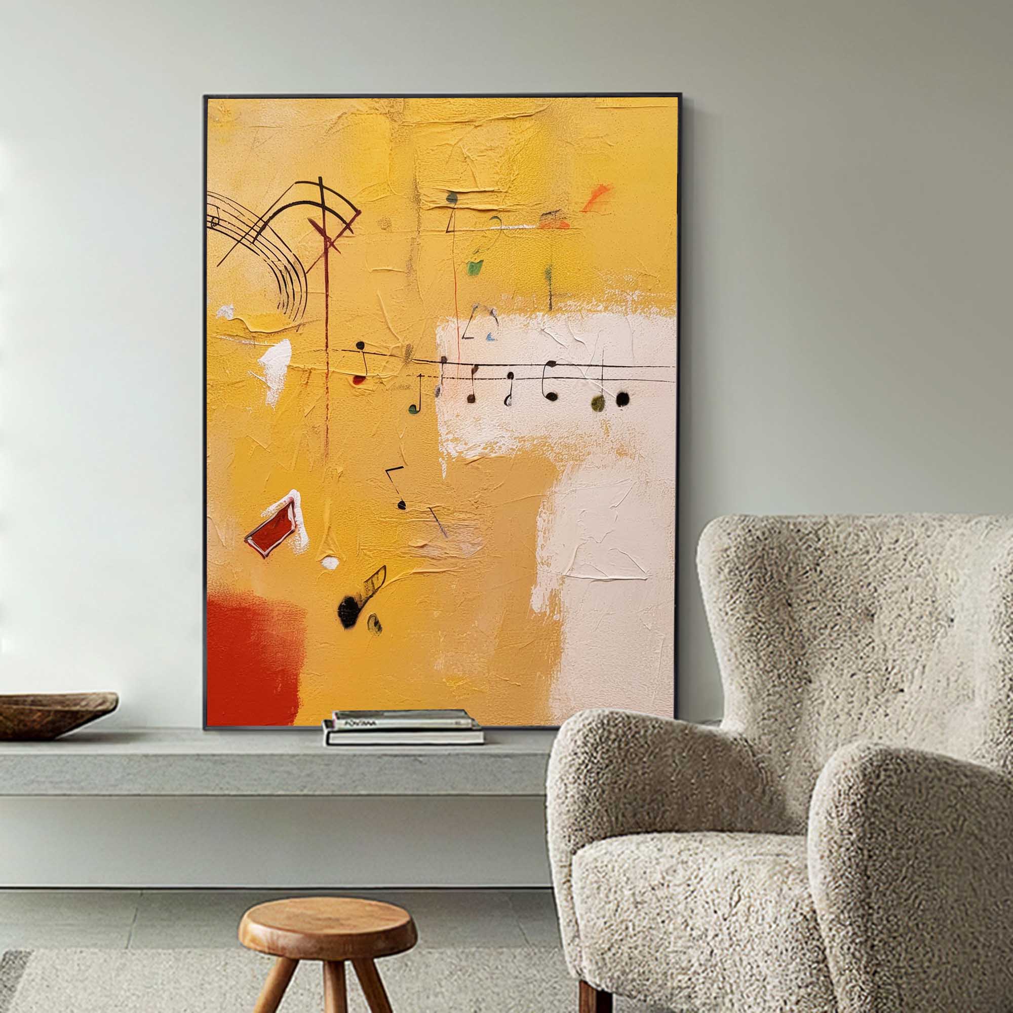 Wallart Melodic Abstract Symphony in Yellow