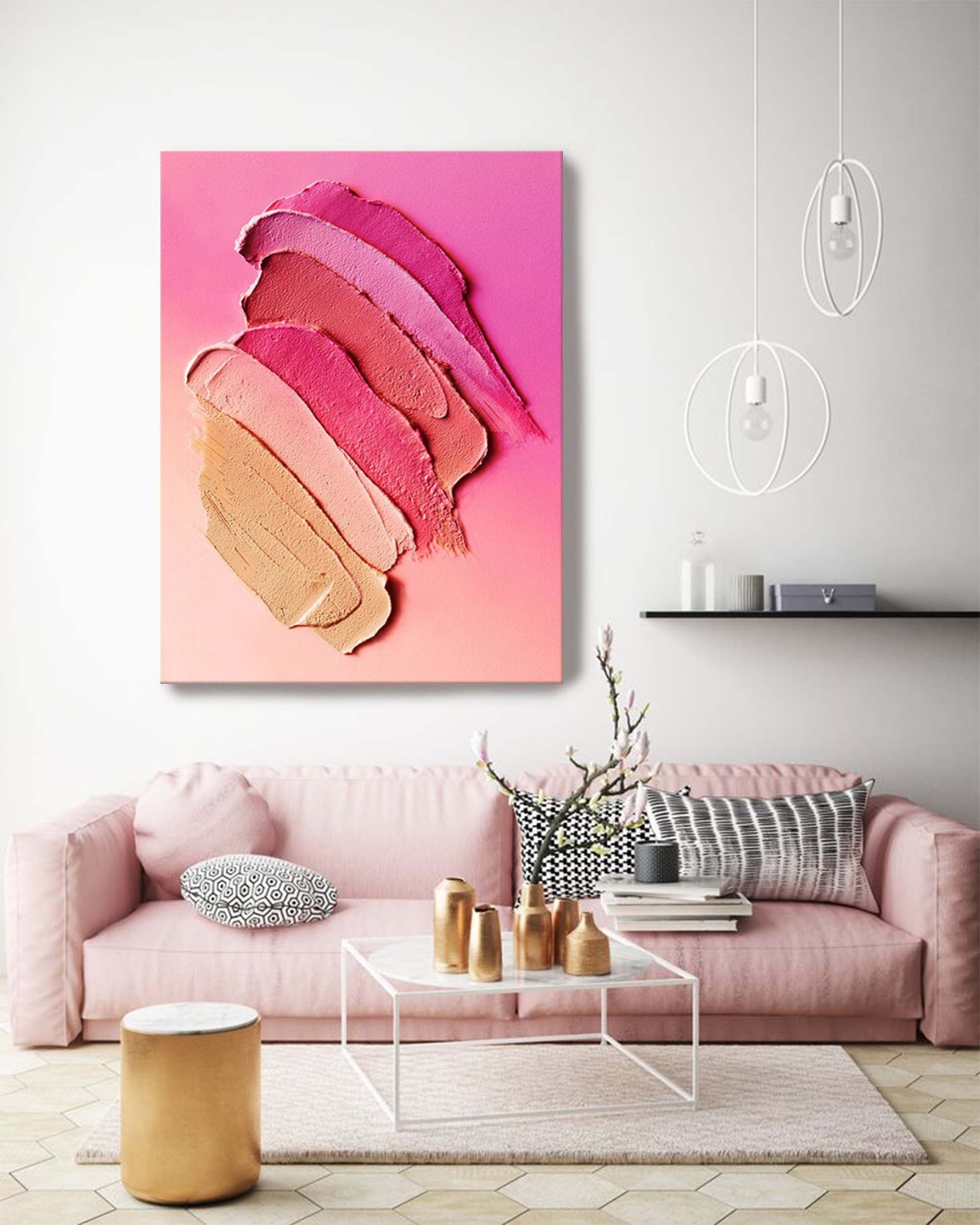 Wallart Textured Pink Gradient Canvas Art