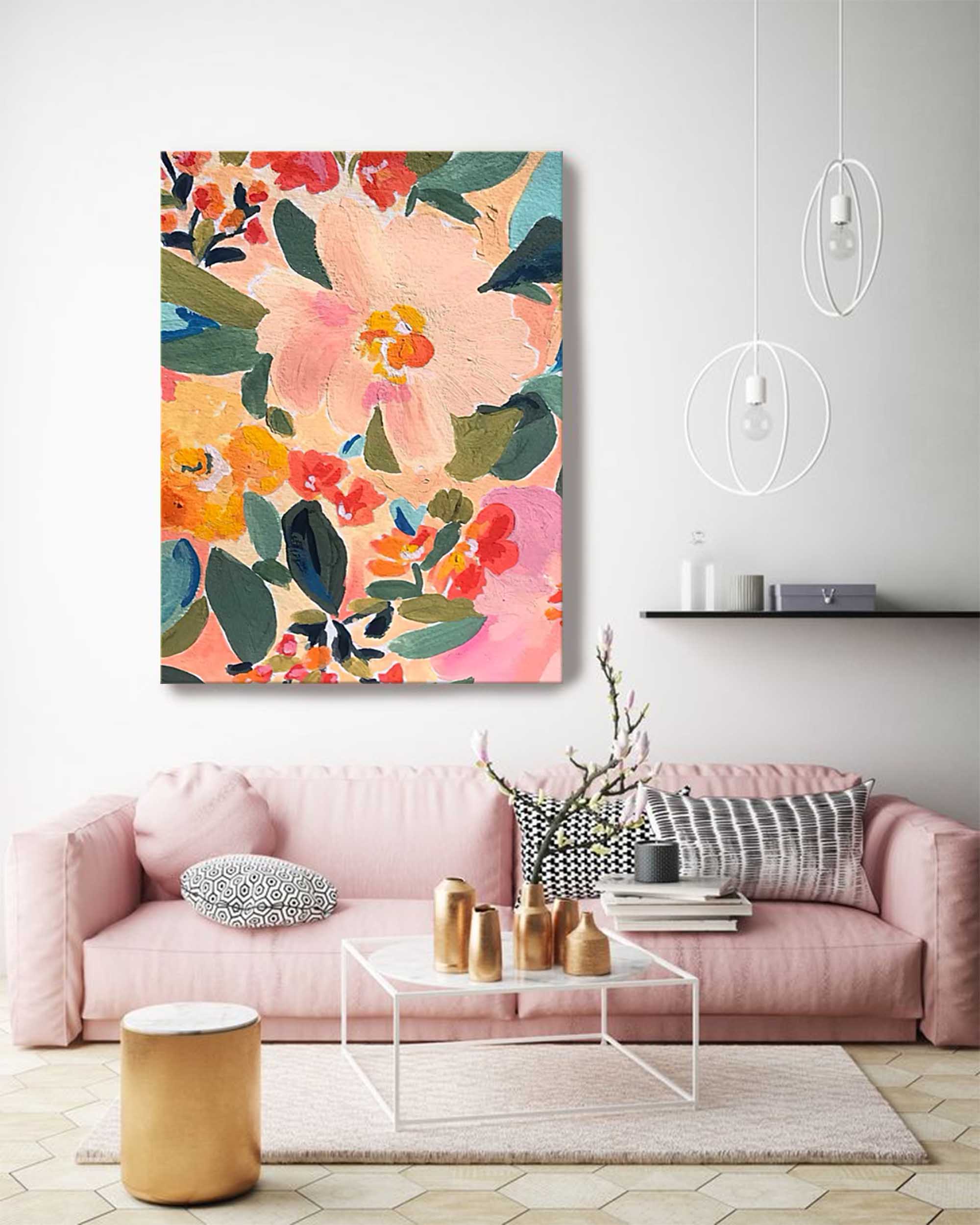 Wallart Vibrant Floral Abstract Canvas Art