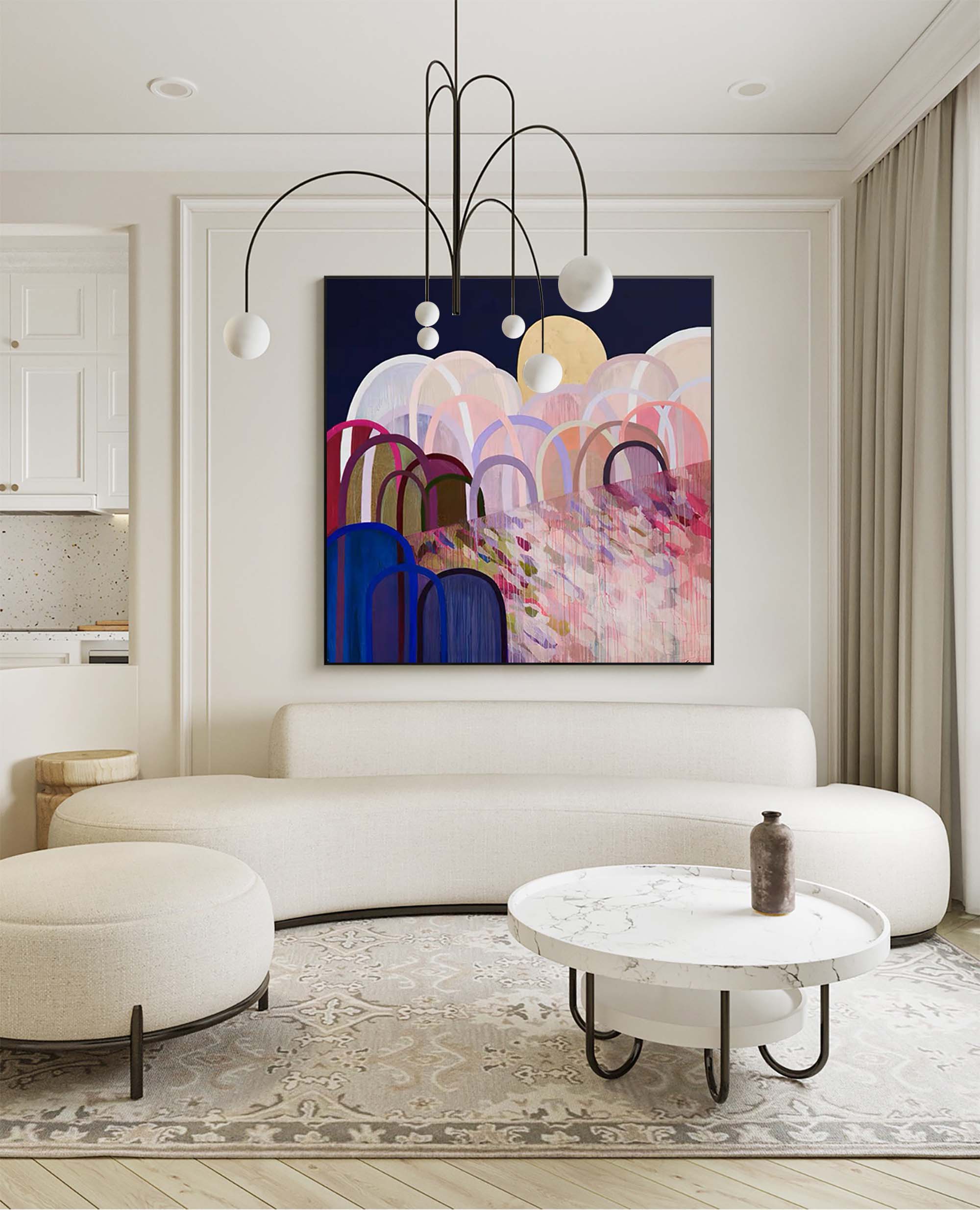 Wallart Moonlit Arches Abstract Landscape Art