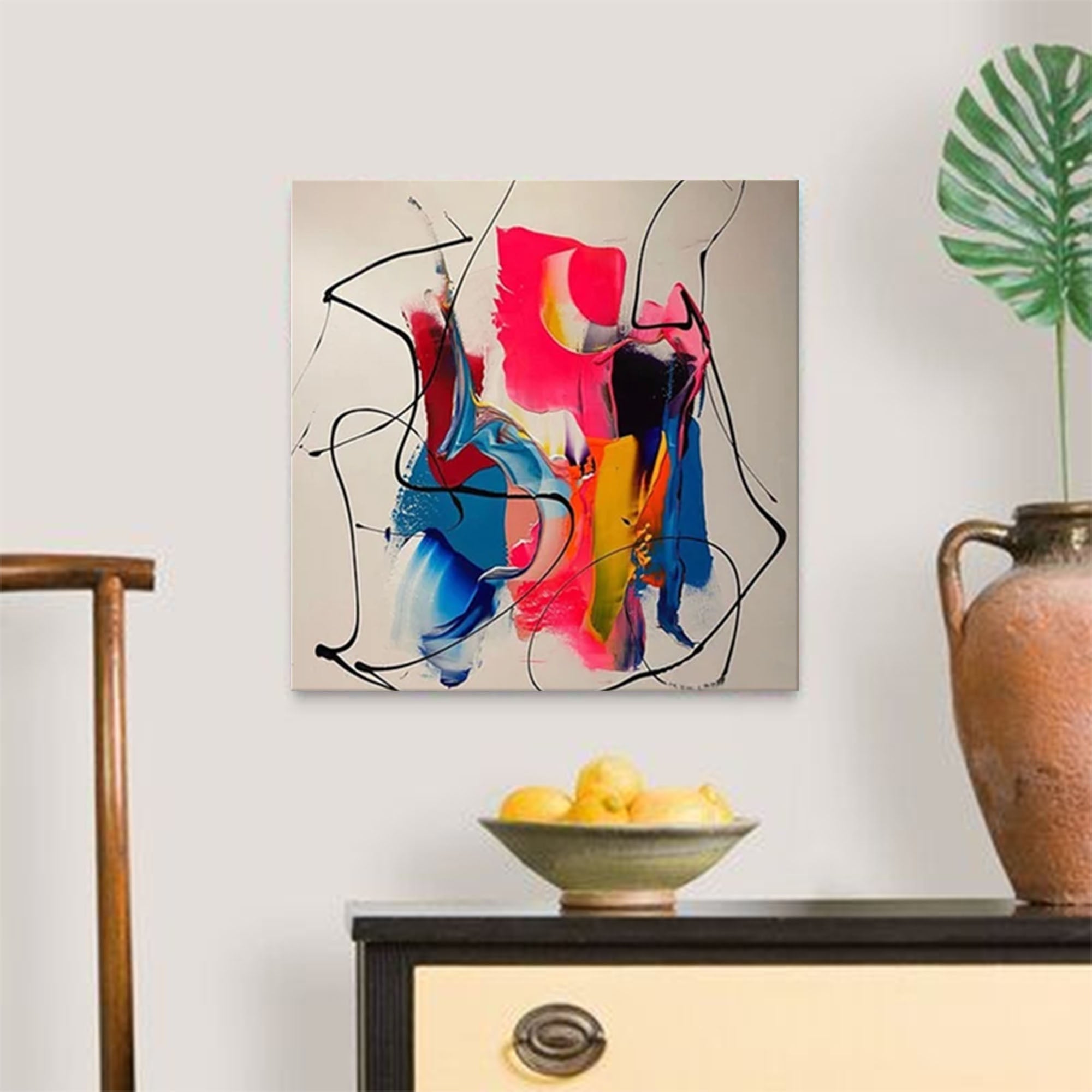 Wallart Bold Abstract Fluid Art with Dynamic Lines