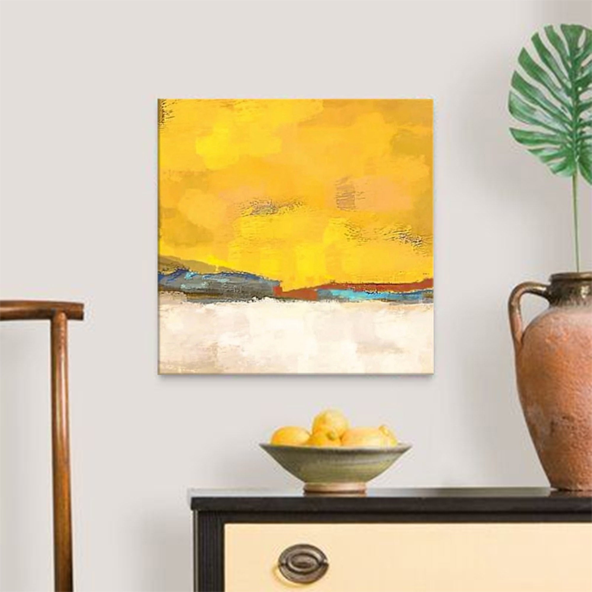 Wallart Golden Horizon: Abstract Sunset Serenity