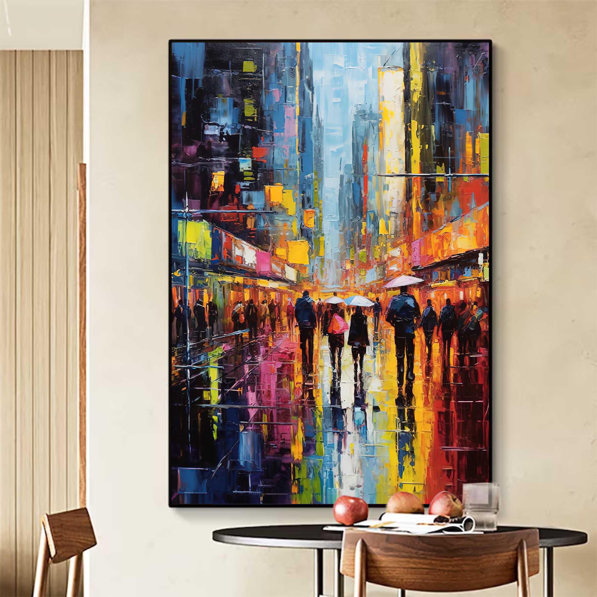 Wallart Nighttime City Walk Oil Painting
