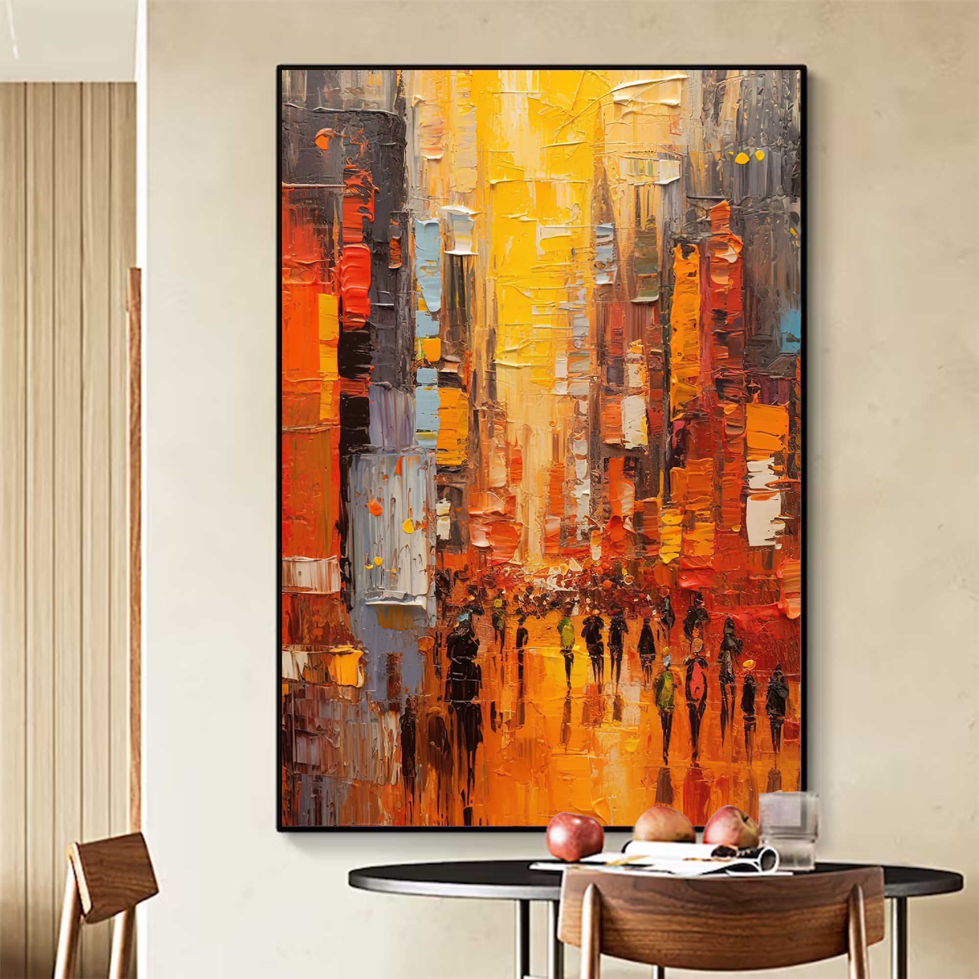 Wallart Nighttime City Walk Oil Painting