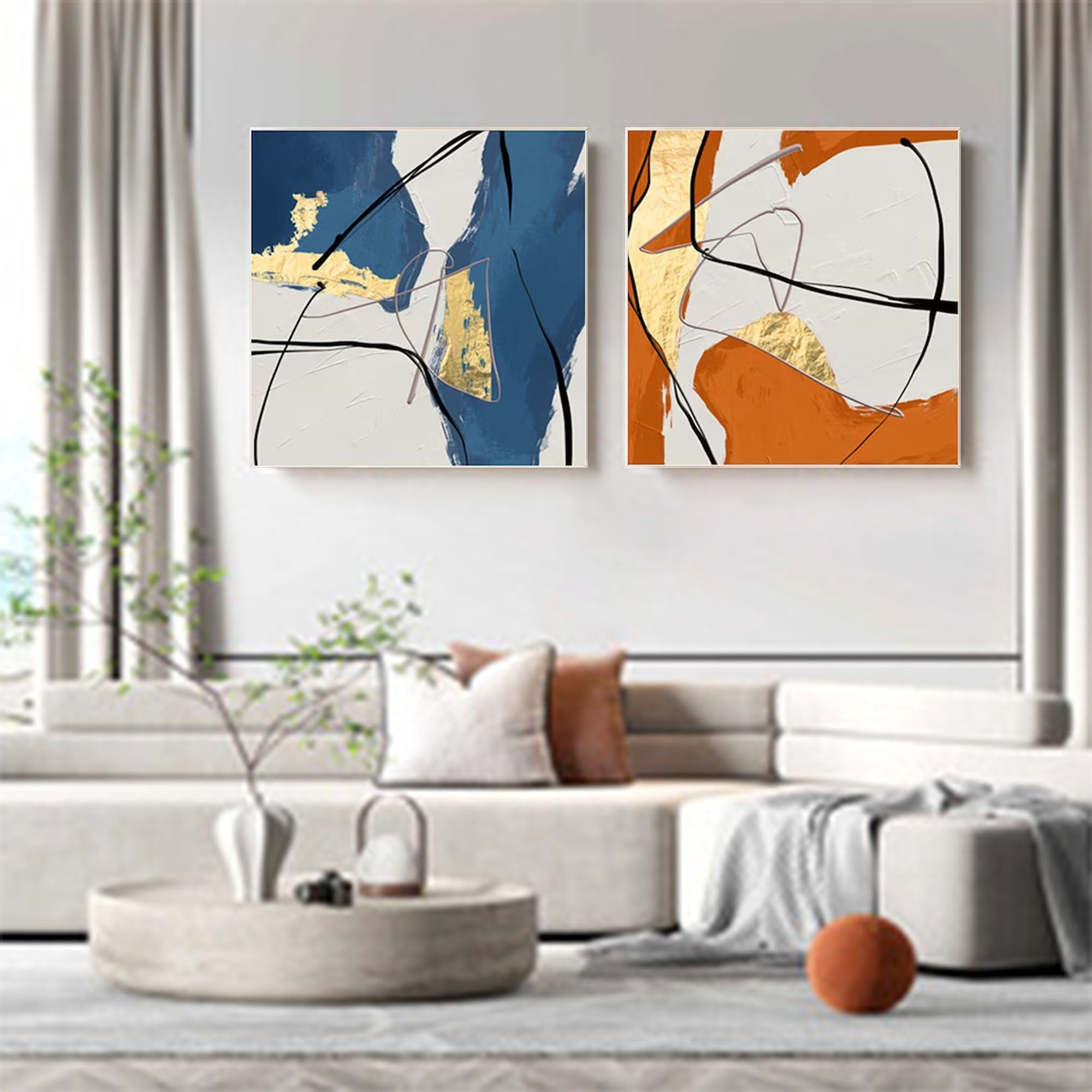 Wallart Bold Elegance: Dual Abstract Harmony