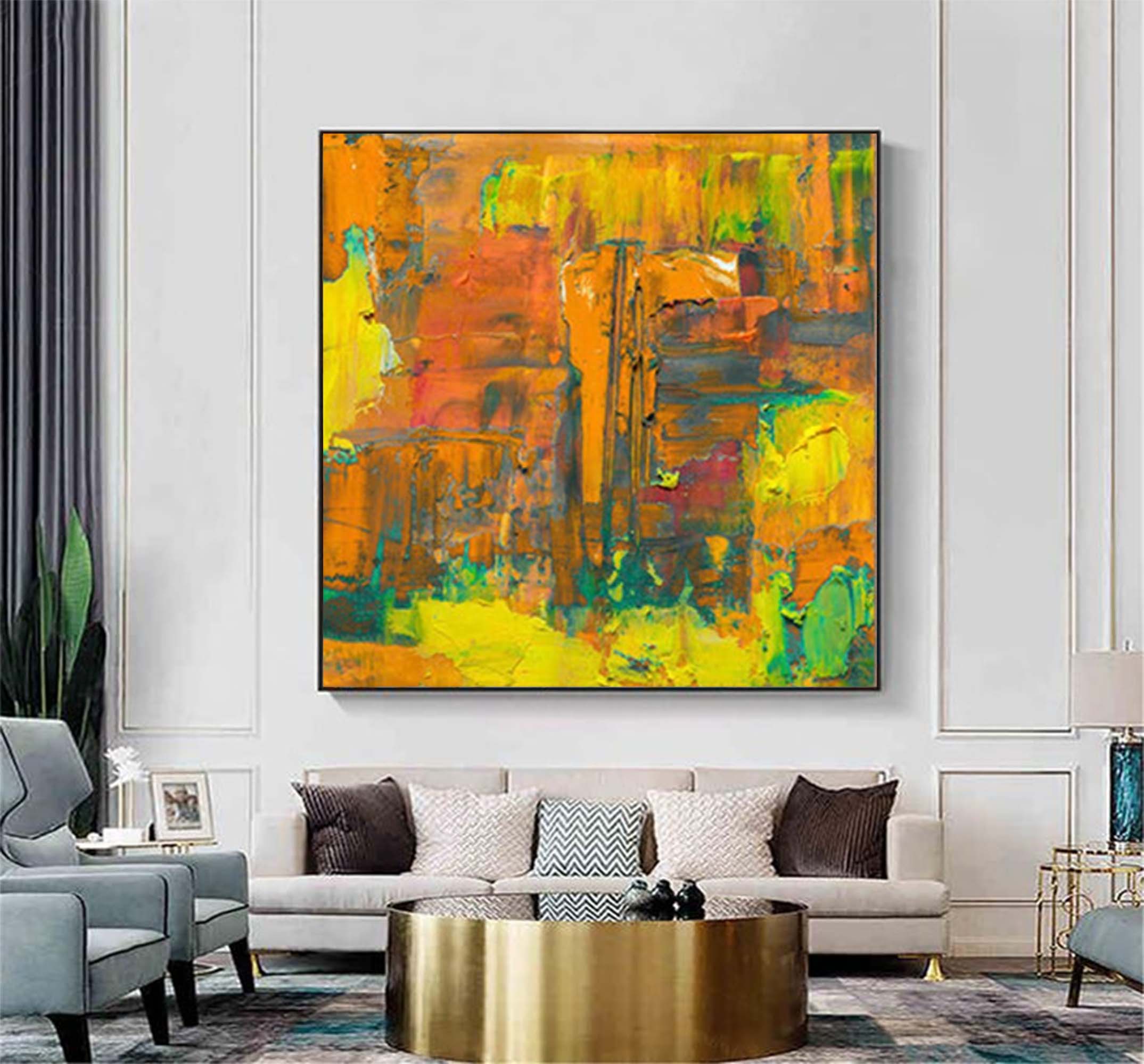 Wallart Vibrant Abstract Textured Canvas