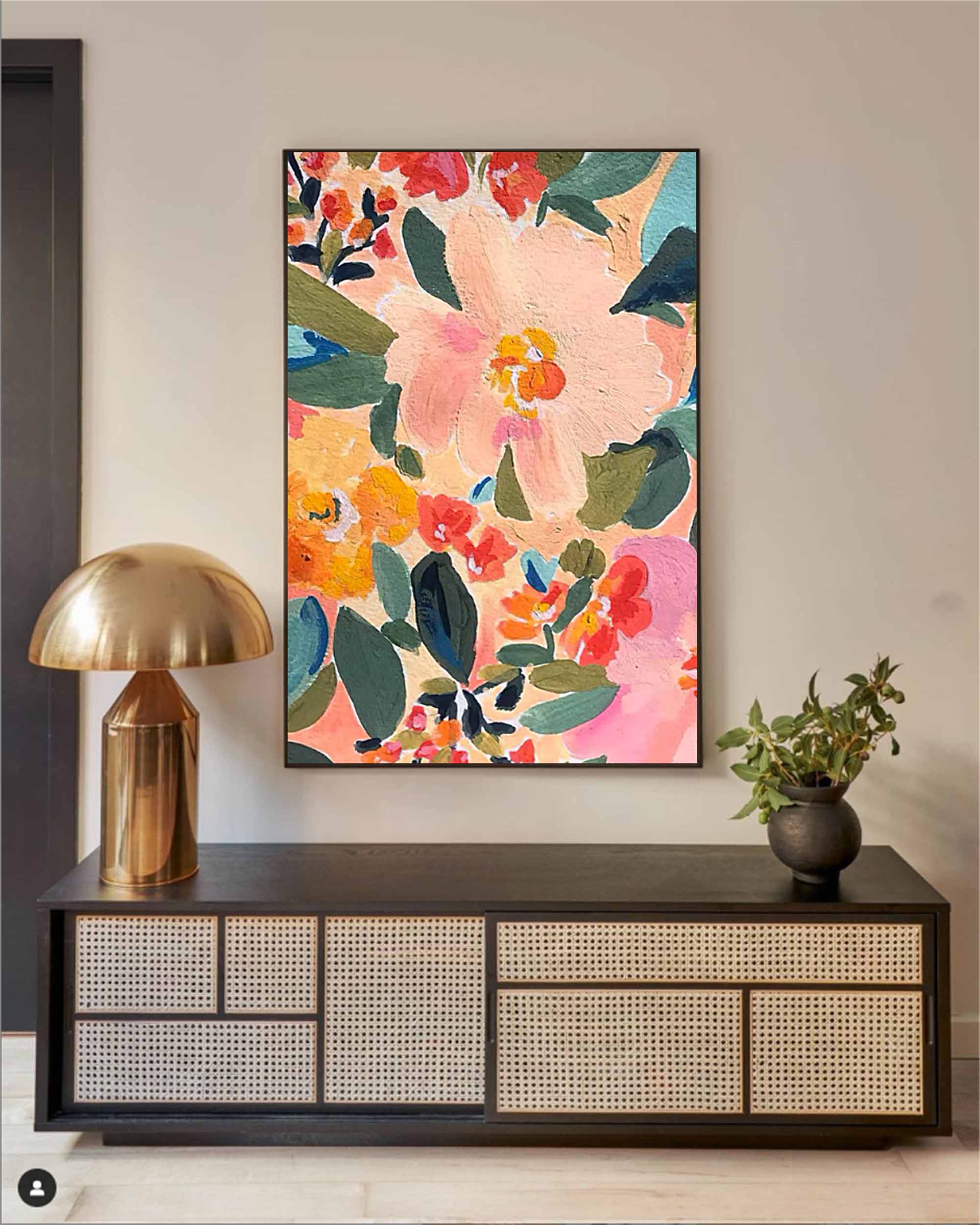 Wallart Vibrant Floral Abstract Canvas Art