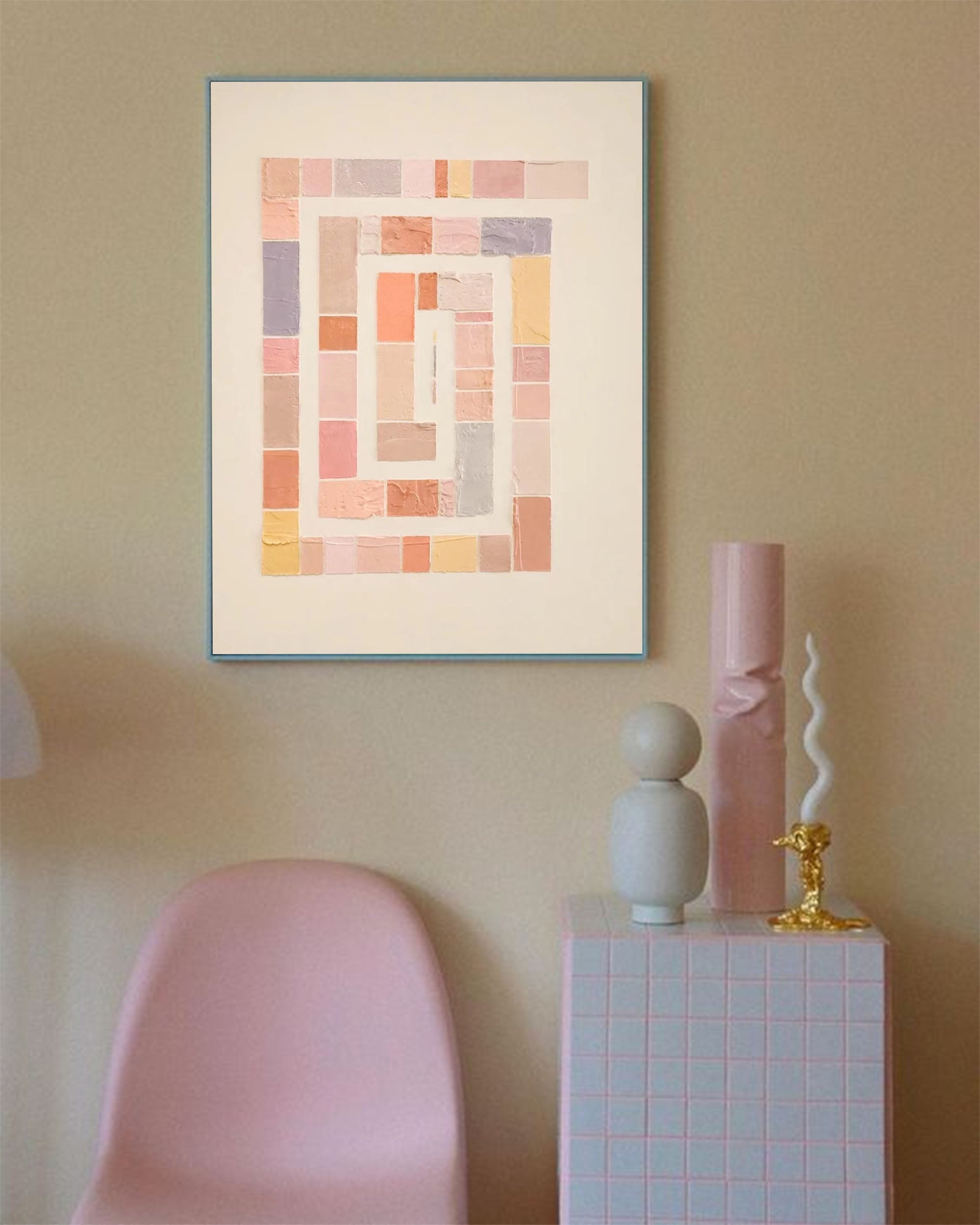 Wallart Soft Spiral: Pastel Geometric Harmony