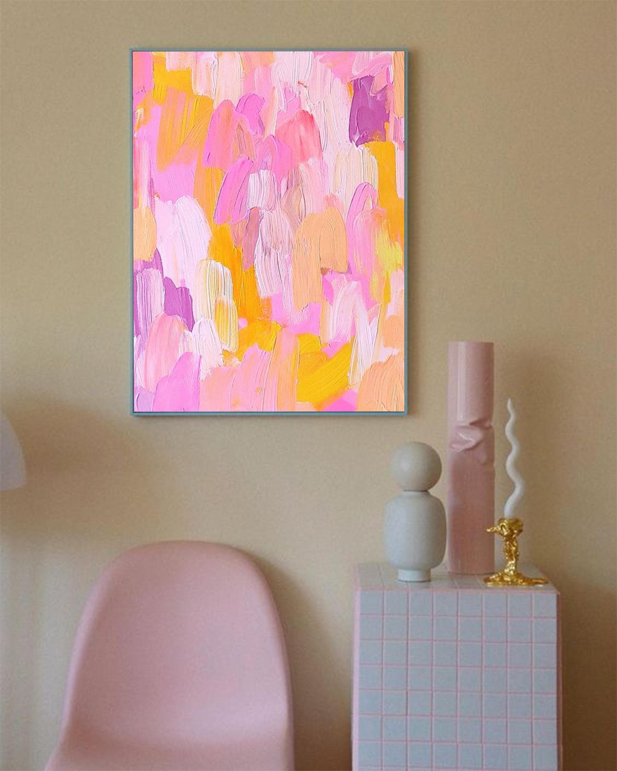 Wallart Blush Harmony Textured Abstract Art